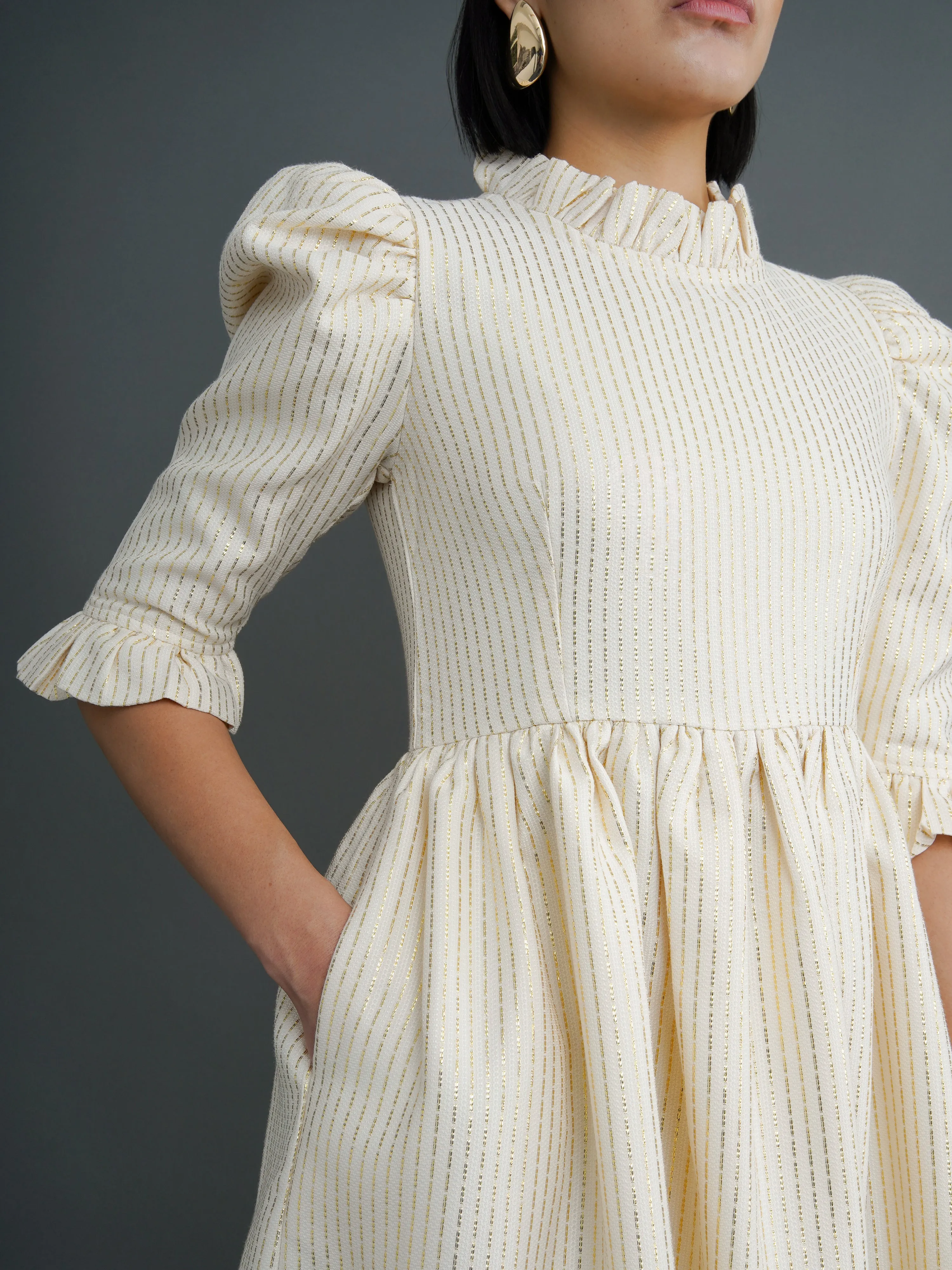 Ivory Textured Jacquard Greta Dress sold by Kemi Telford product image thumbnail 2
