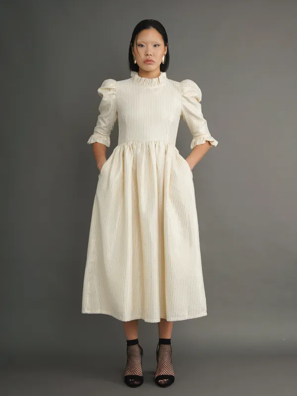 Ivory Textured Jacquard Greta Dress made by Kemi Telford