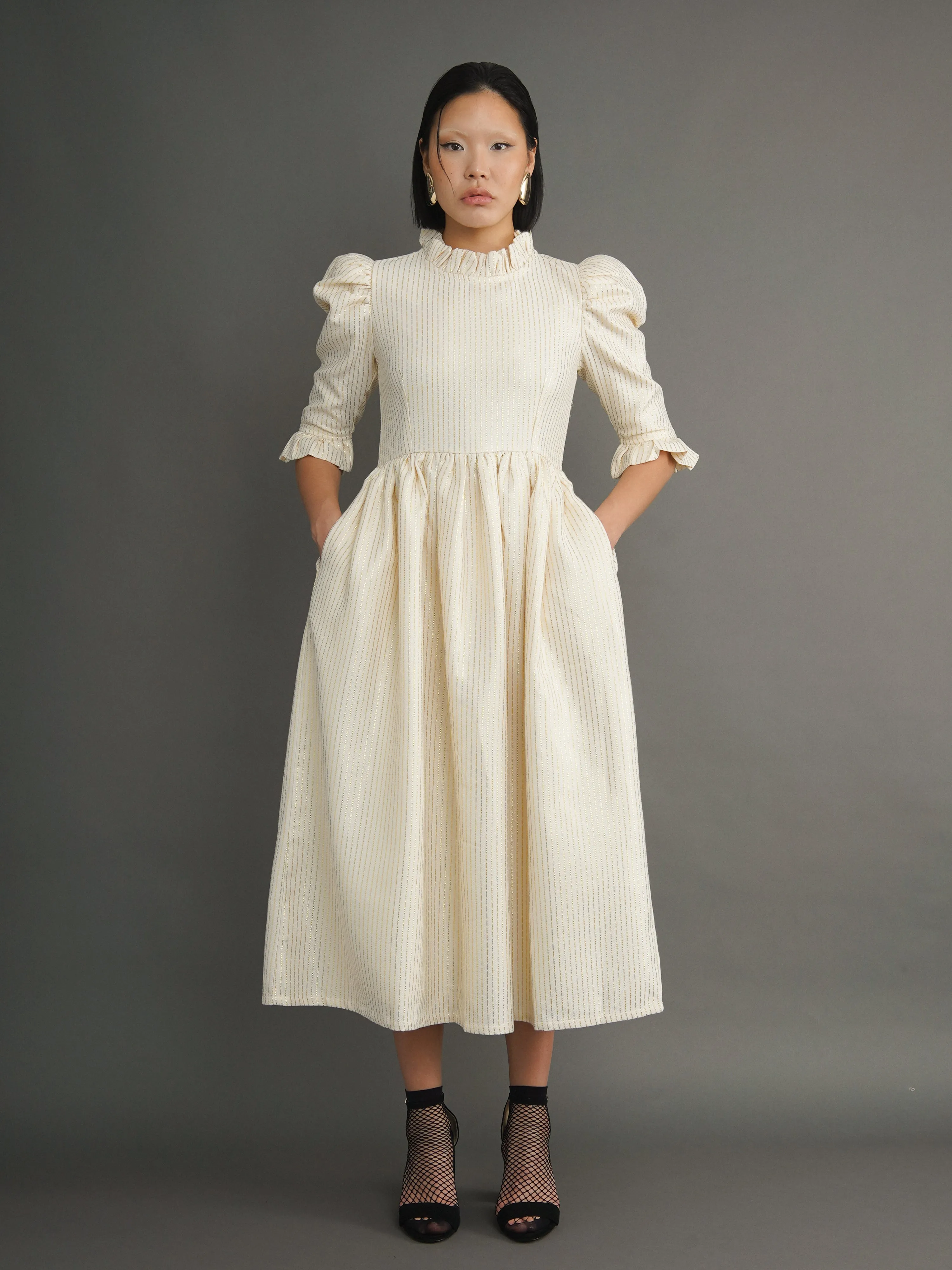 Ivory Textured Jacquard Greta Dress sold by Kemi Telford