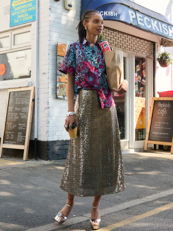 KemKem Sequin Midi Skirt sold by Kemi Telford