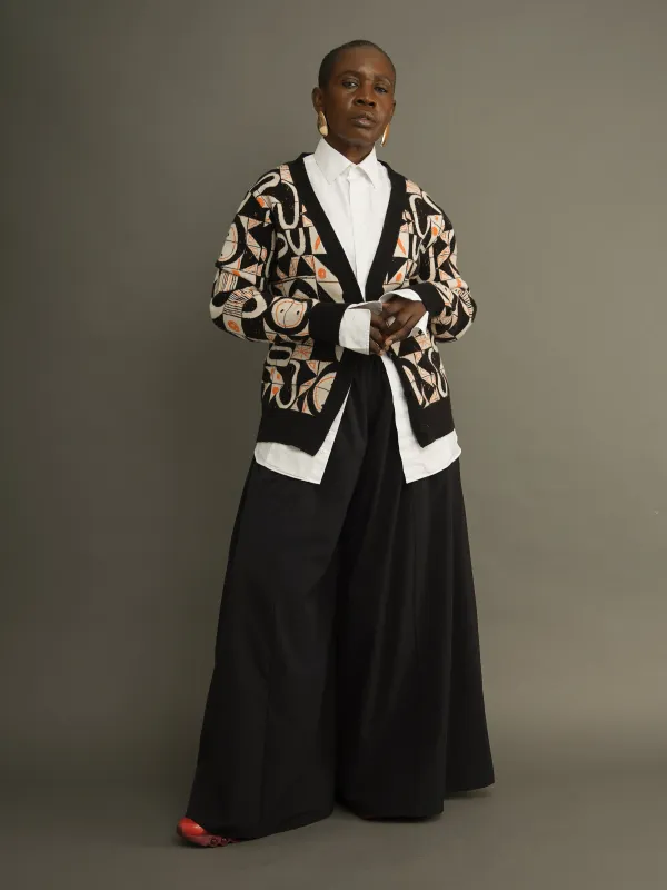 The Ada Cardigan in Geometric Print sold by Kemi Telford