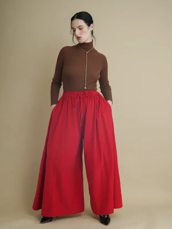 Charlie Red Corduroy Wide-Leg Palazzo Pants sold by Kemi Telford