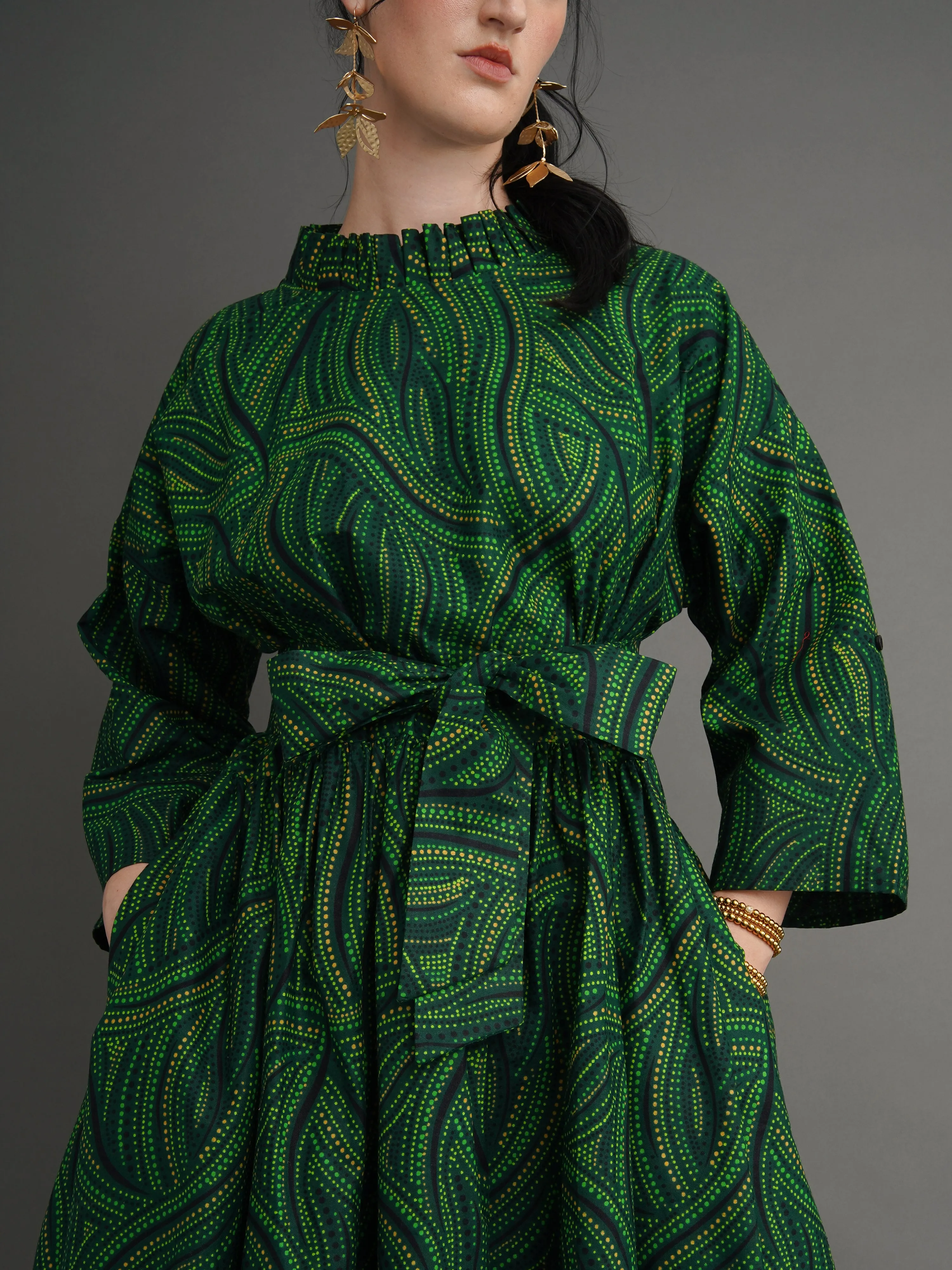 Chimamanda Belted Dress – Green Dots sold by Kemi Telford product image thumbnail 2