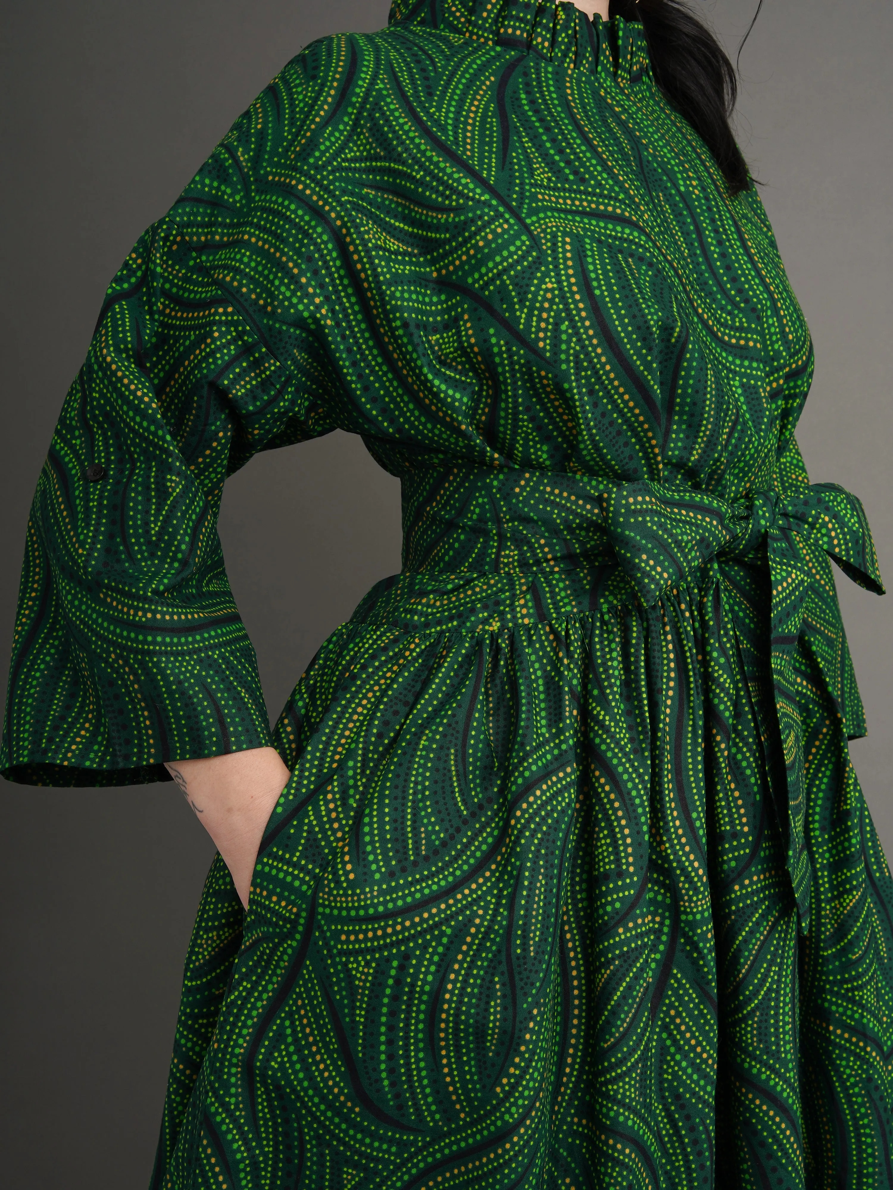 Chimamanda Belted Dress – Green Dots sold by Kemi Telford product image thumbnail 4