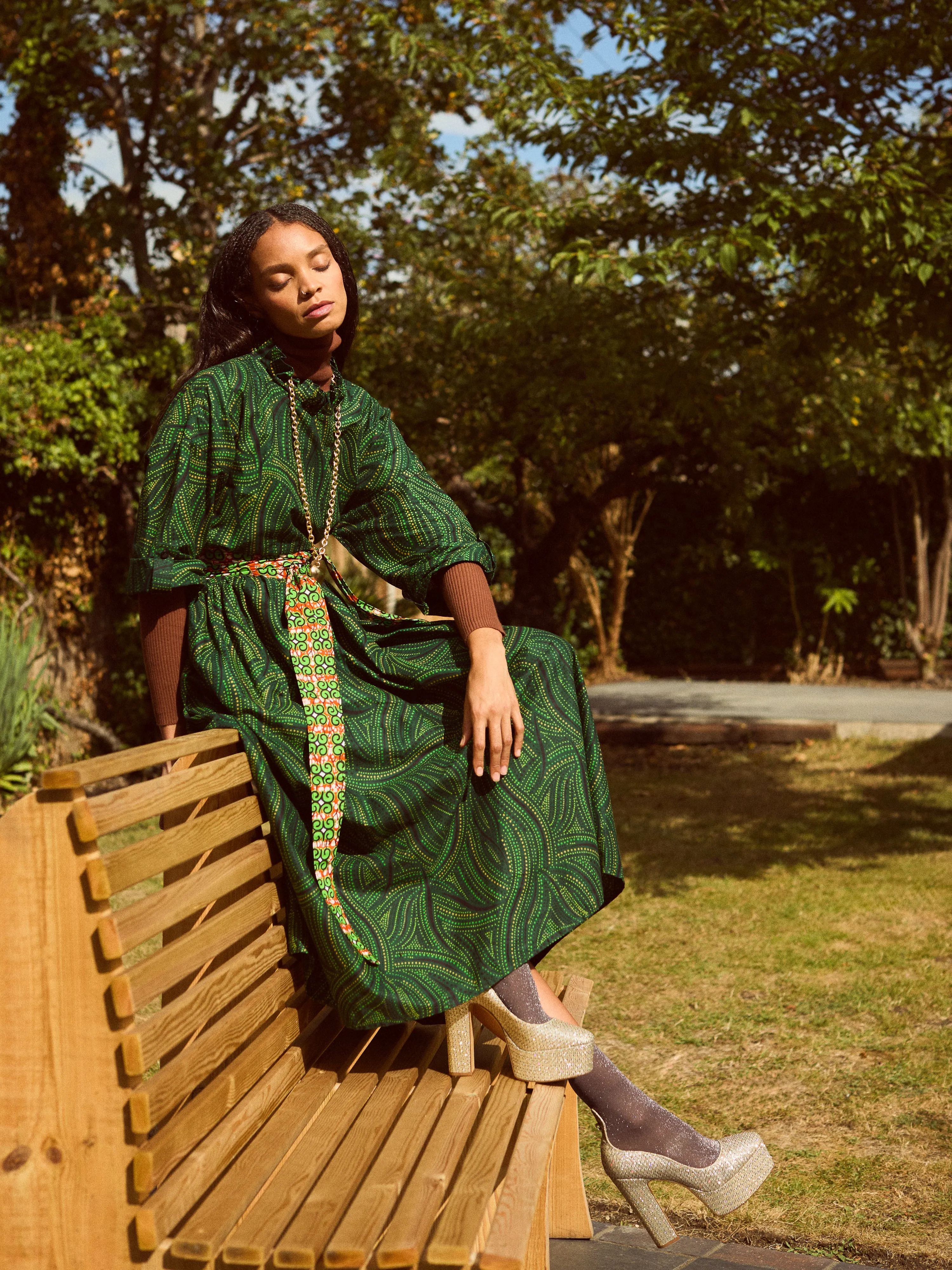 Chimamanda Belted Dress – Green Dots sold by Kemi Telford product image thumbnail 3