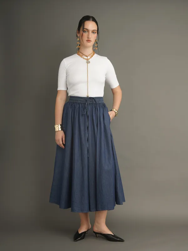 Kemi Telford Denim Midi Skirt with Pockets sold by Kemi Telford