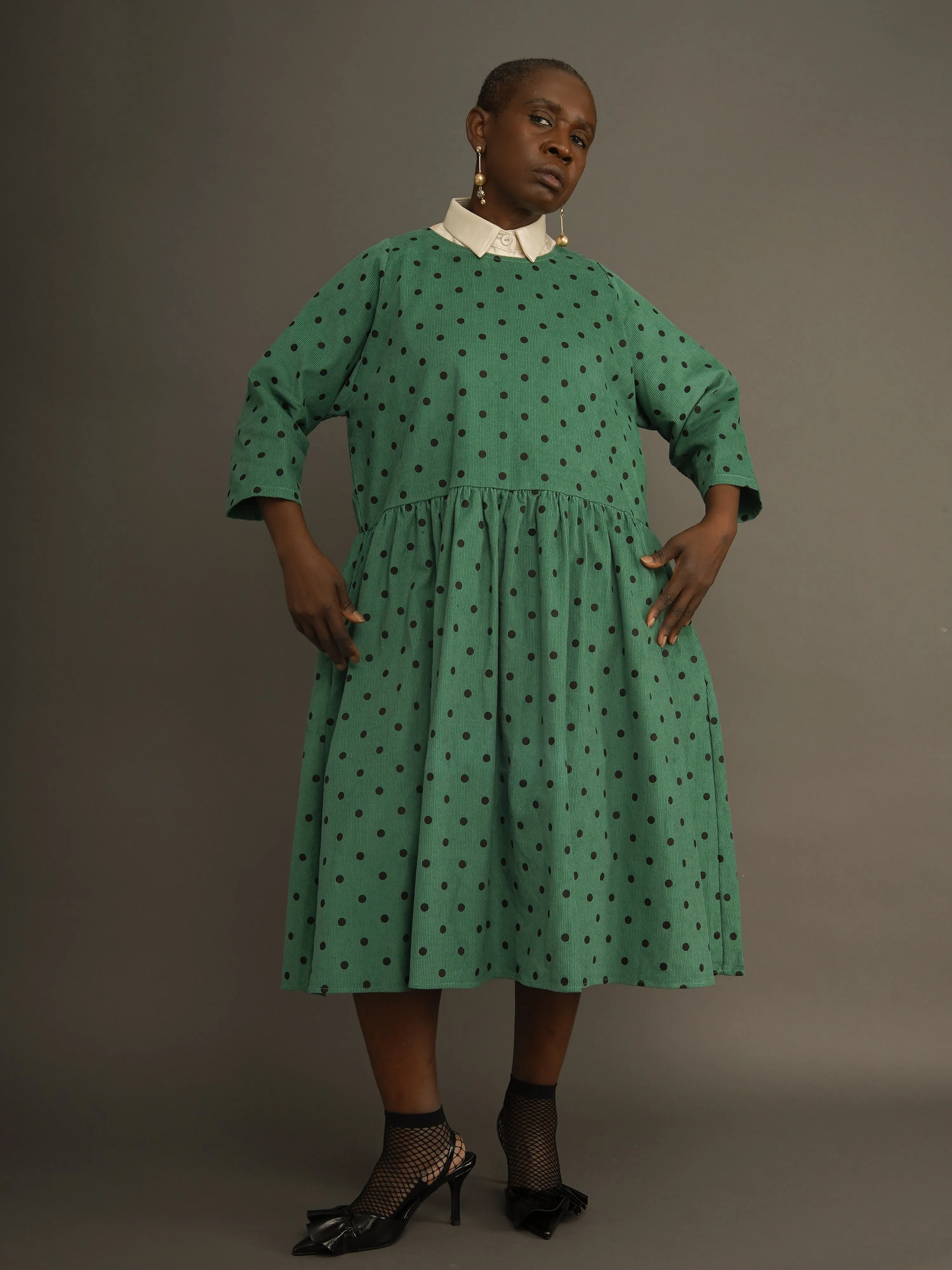 Folashade Polka Corduroy Free Dress sold by Kemi Telford product image thumbnail 5