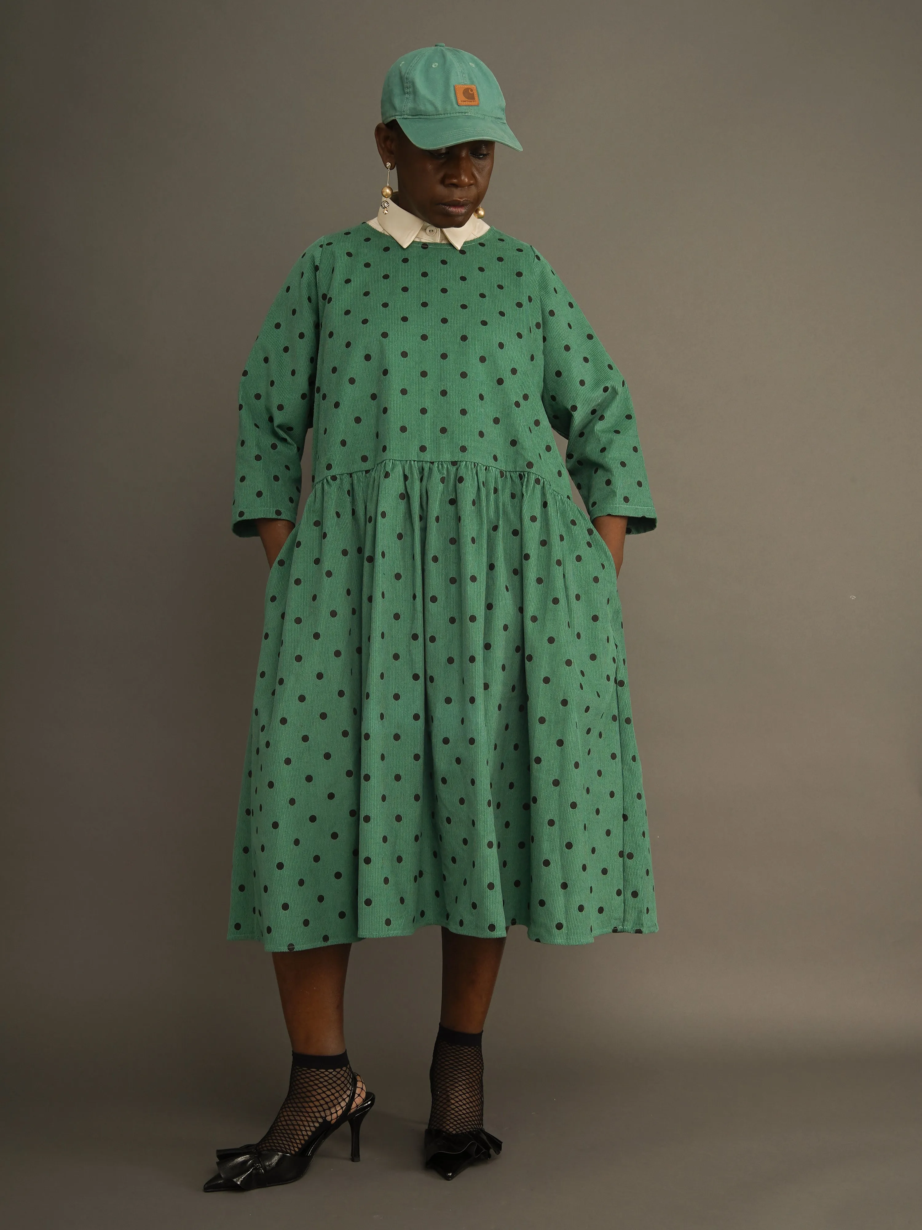 Folashade Polka Corduroy Free Dress sold by Kemi Telford product image thumbnail 4