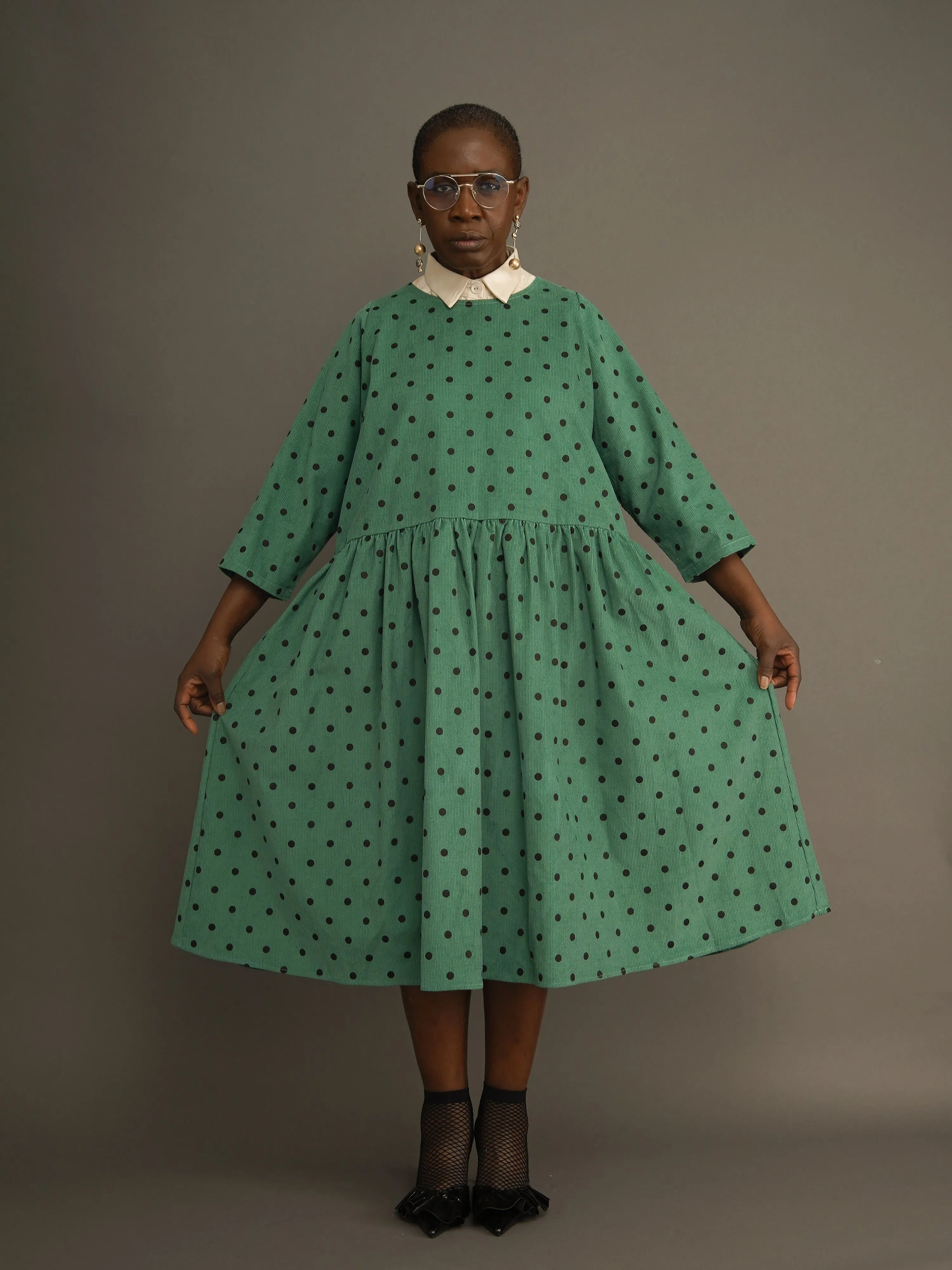 Folashade Polka Corduroy Free Dress sold by Kemi Telford product image thumbnail 3