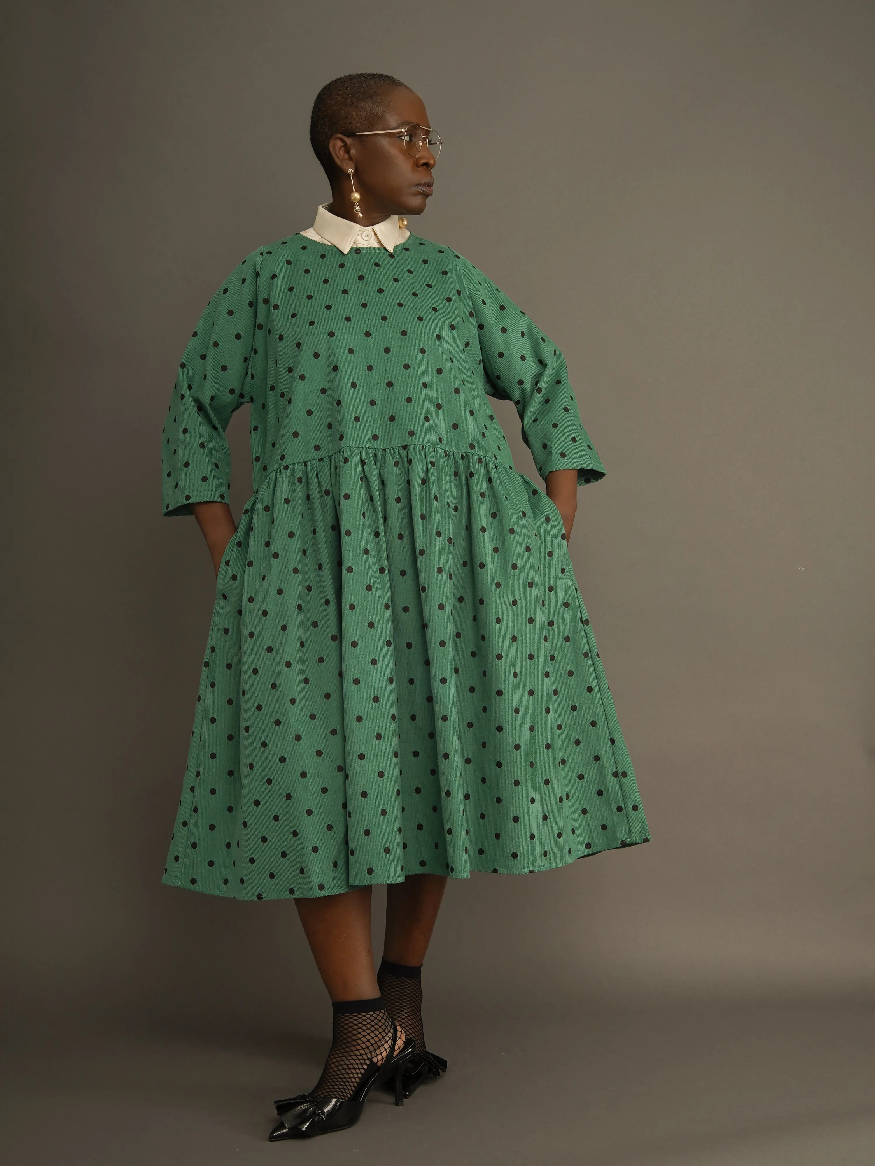 Folashade Polka Corduroy Free Dress sold by Kemi Telford