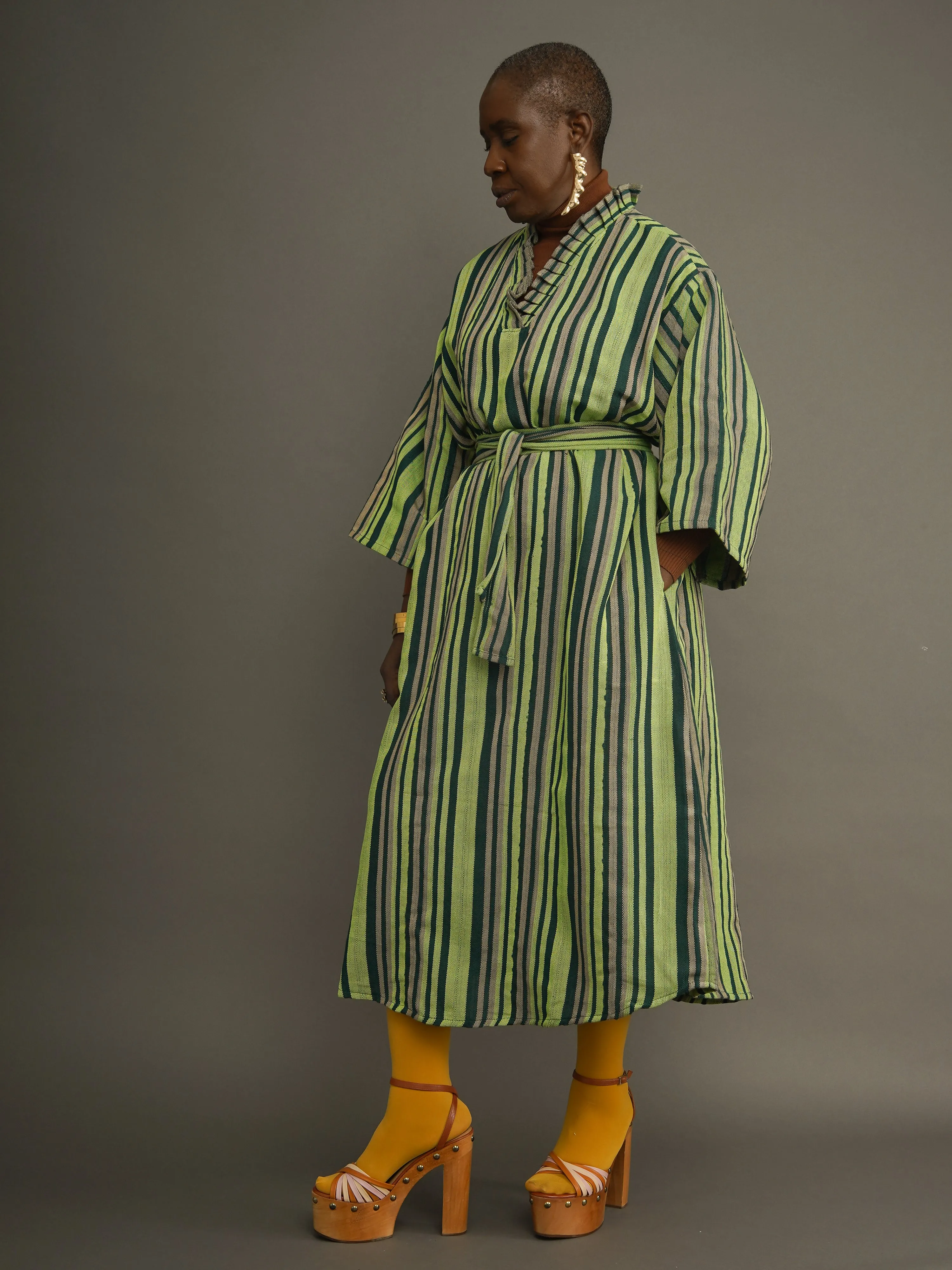 Molade Green Aso-Oke Dress – Handwoven Nigerian Statement Piece sold by Kemi Telford product image thumbnail 4