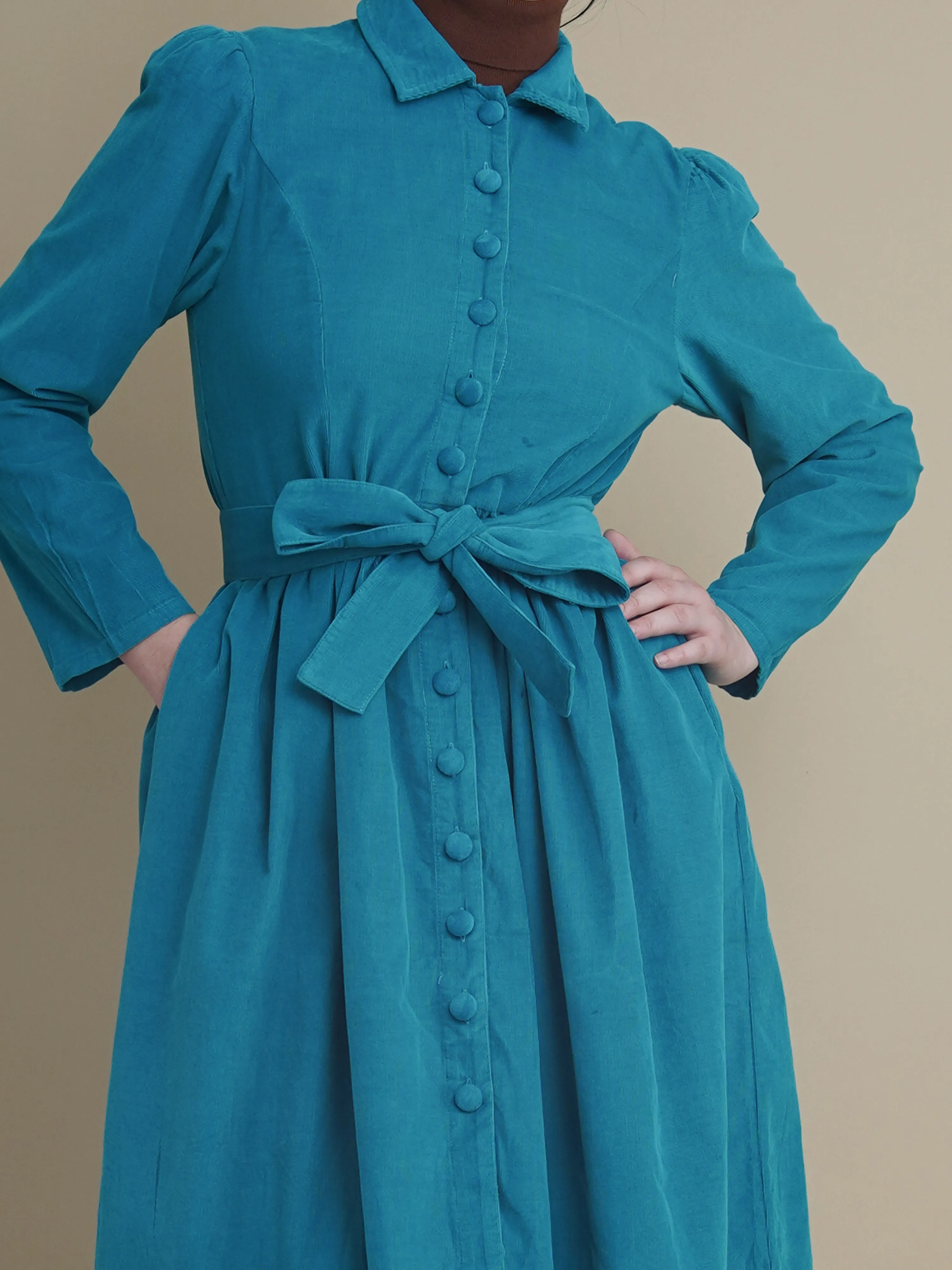 Peju Turquoise Needlecord Shirt Dress sold by Kemi Telford product image thumbnail 2