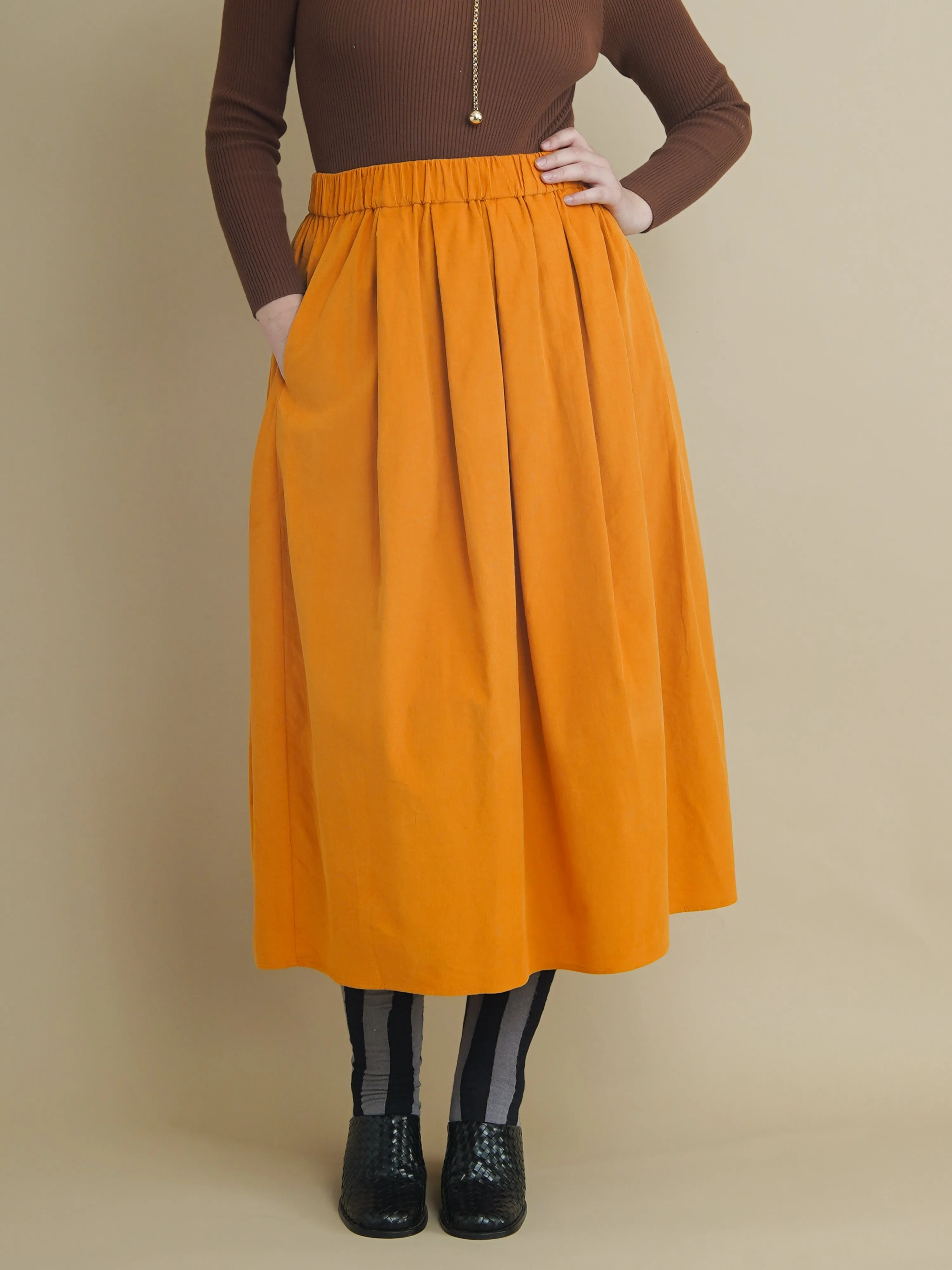 Peju Mustard Midi Corduroy Skirt sold by Kemi Telford product image thumbnail 3