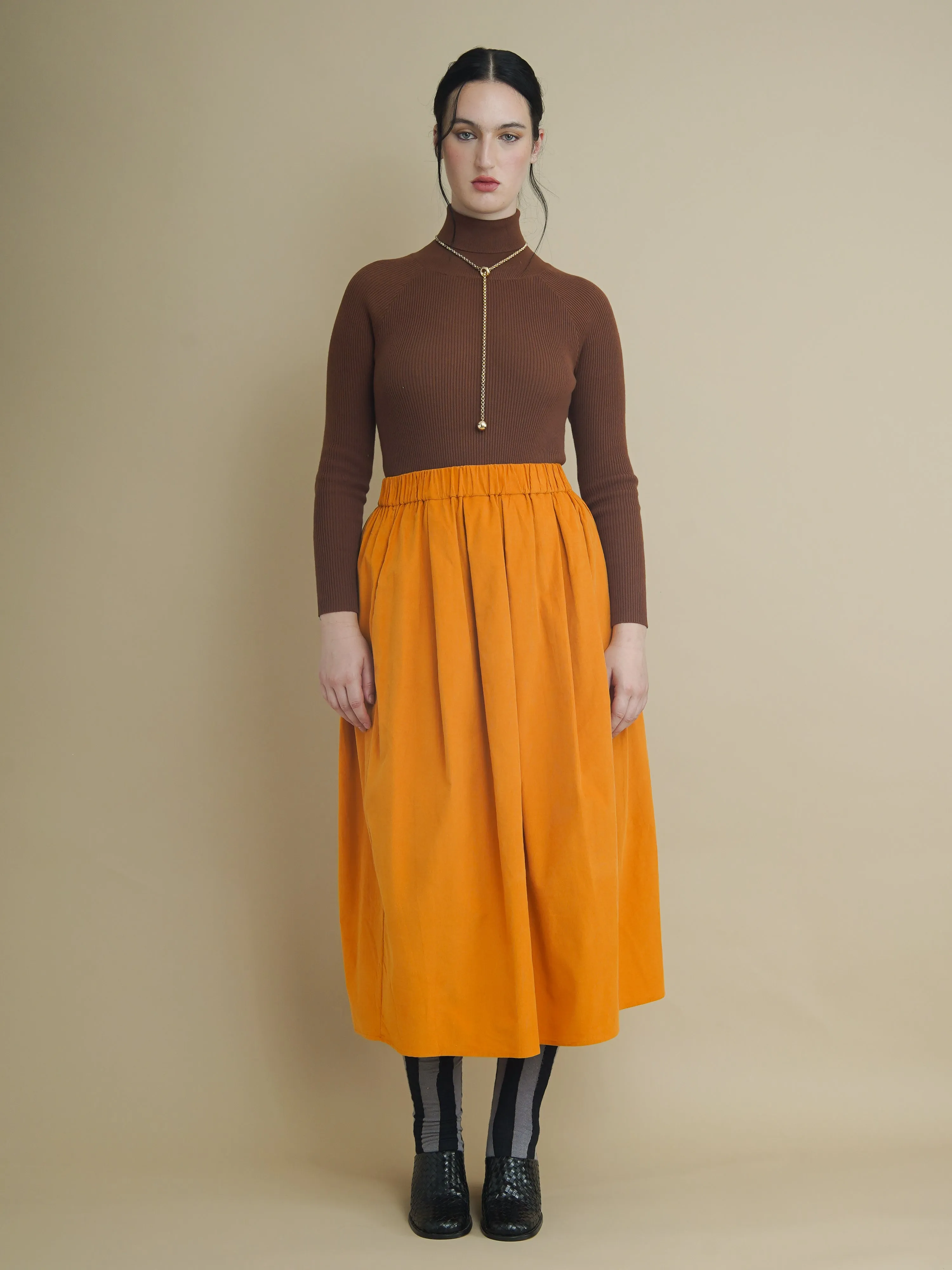 Peju Mustard Midi Corduroy Skirt sold by Kemi Telford product image thumbnail 5