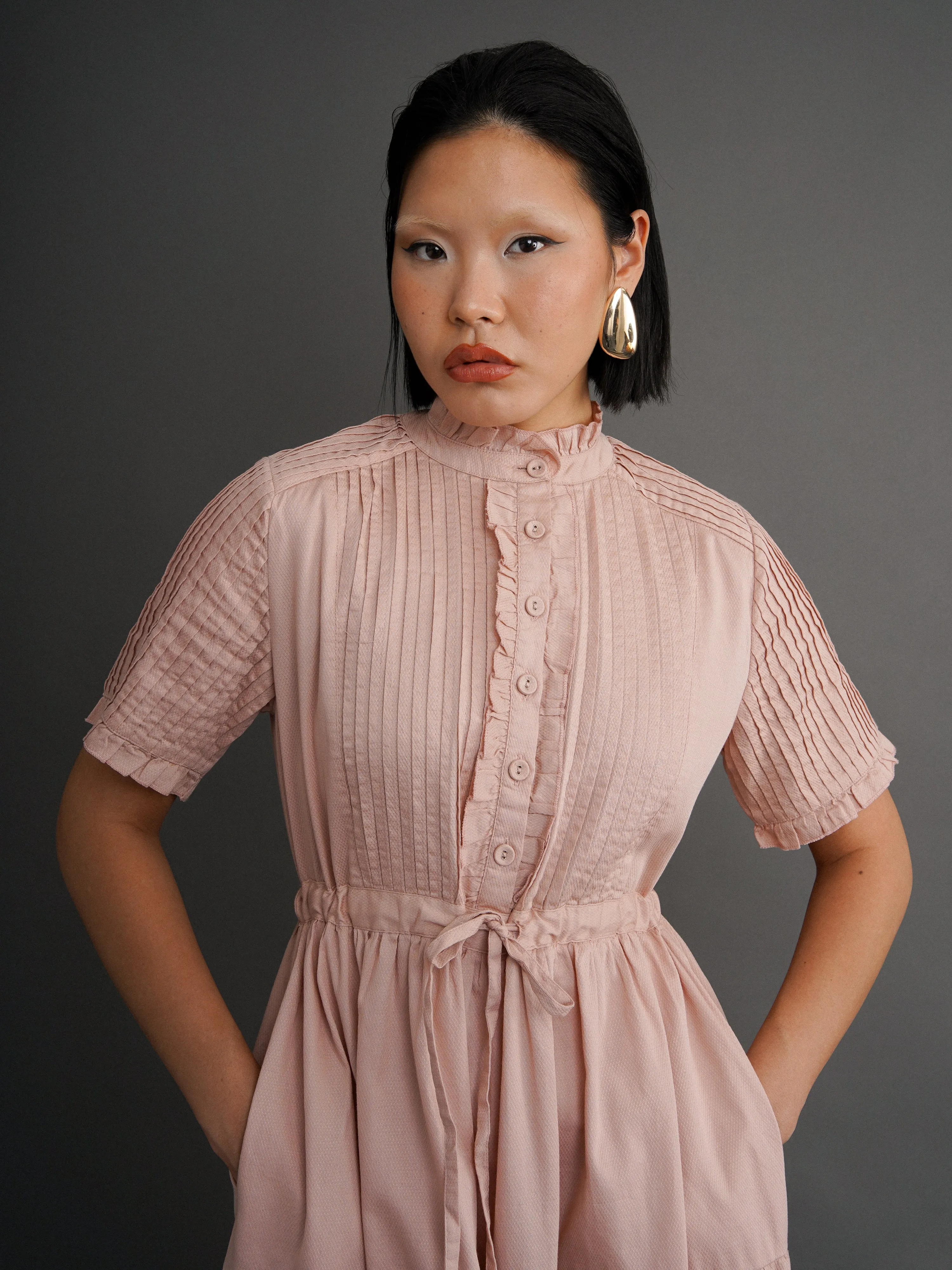 Peju Pink Button-Up Midi Dress – Structured Elegance, Effortless Wear sold by Kemi Telford product image thumbnail 2