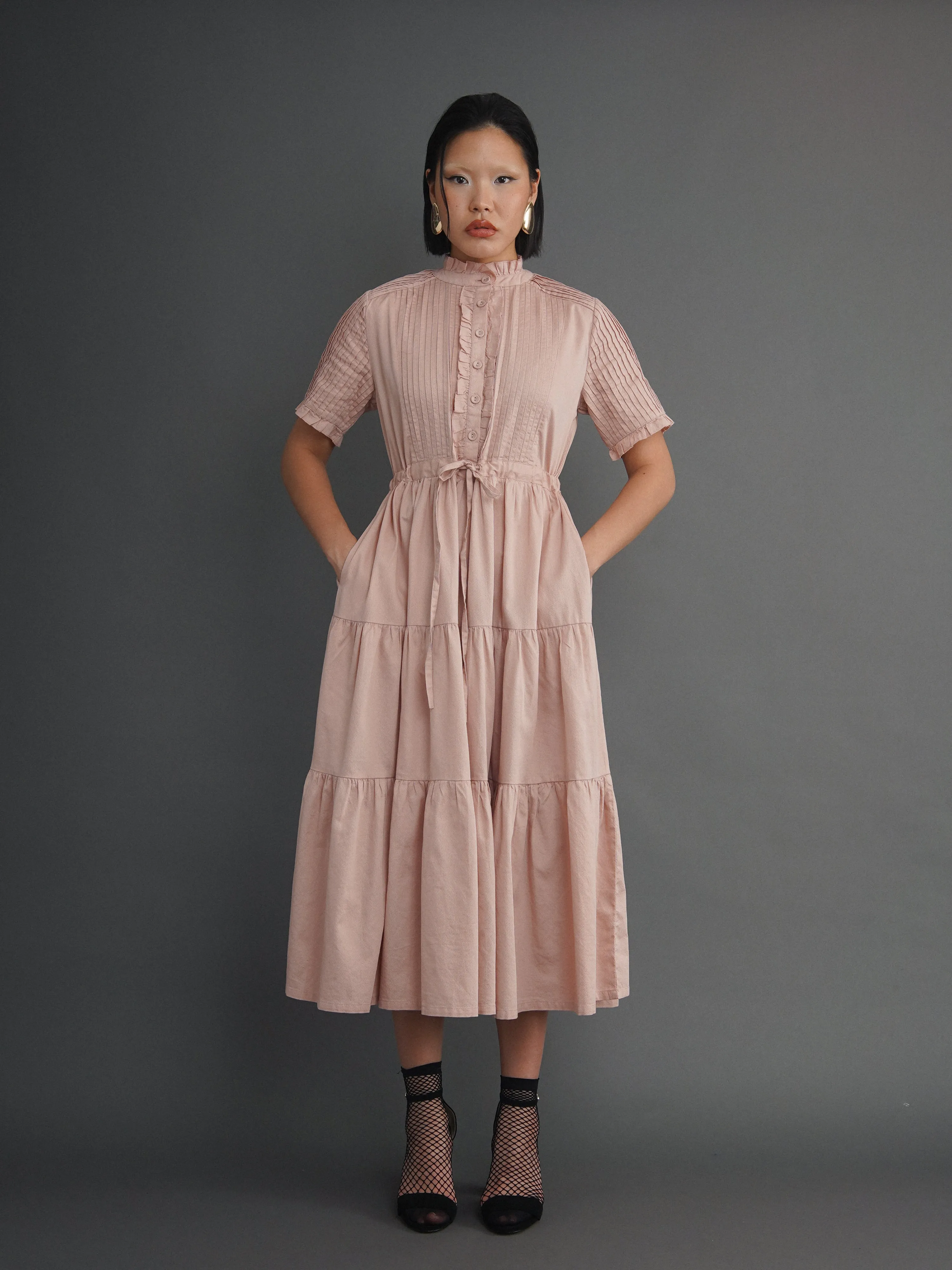 Peju Pink Button-Up Midi Dress – Structured Elegance, Effortless Wear sold by Kemi Telford