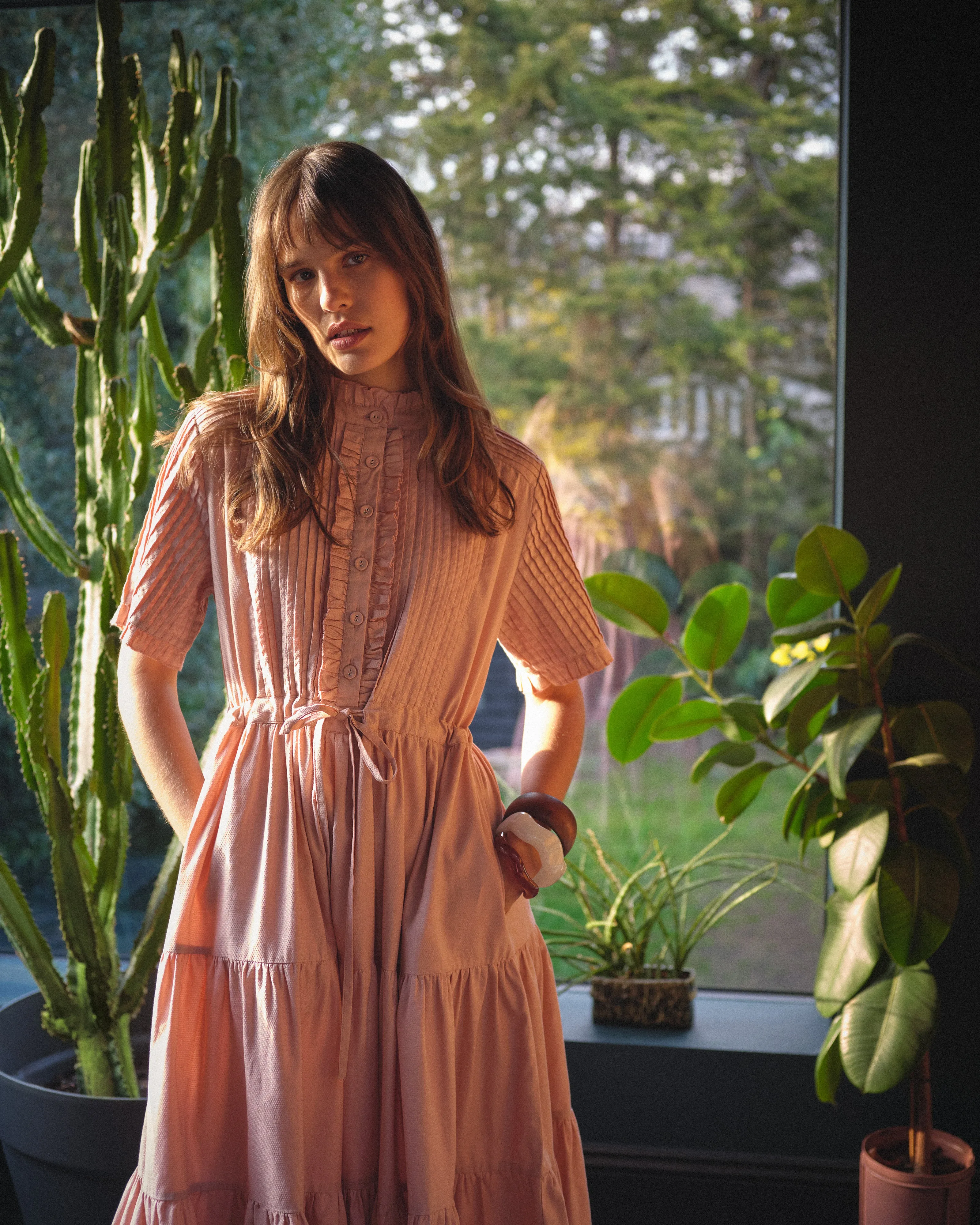 Peju Pink Button-Up Midi Dress – Structured Elegance, Effortless Wear sold by Kemi Telford product image thumbnail 4