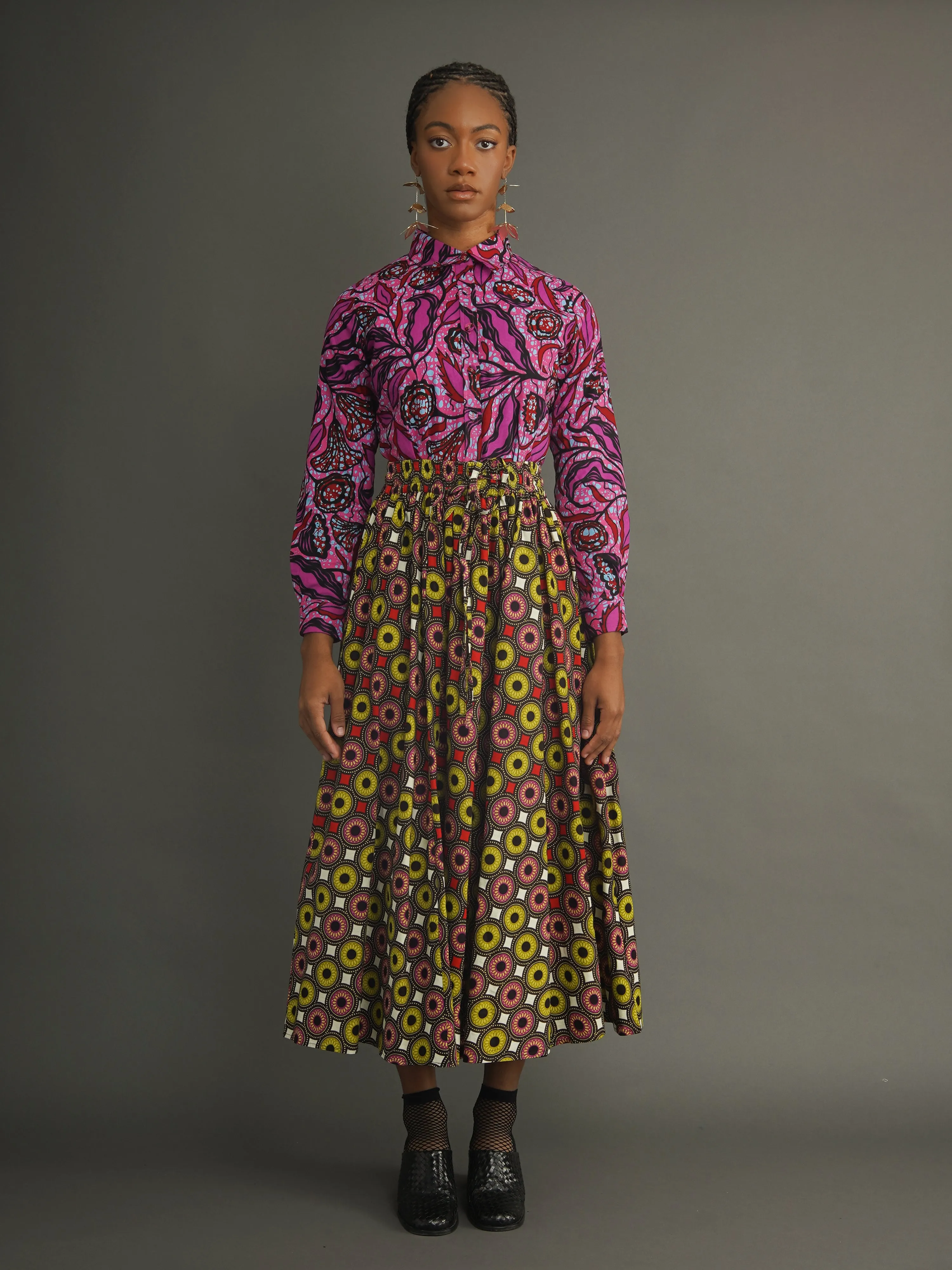 October Structured Cotton Bold Midi Skirt sold by Kemi Telford