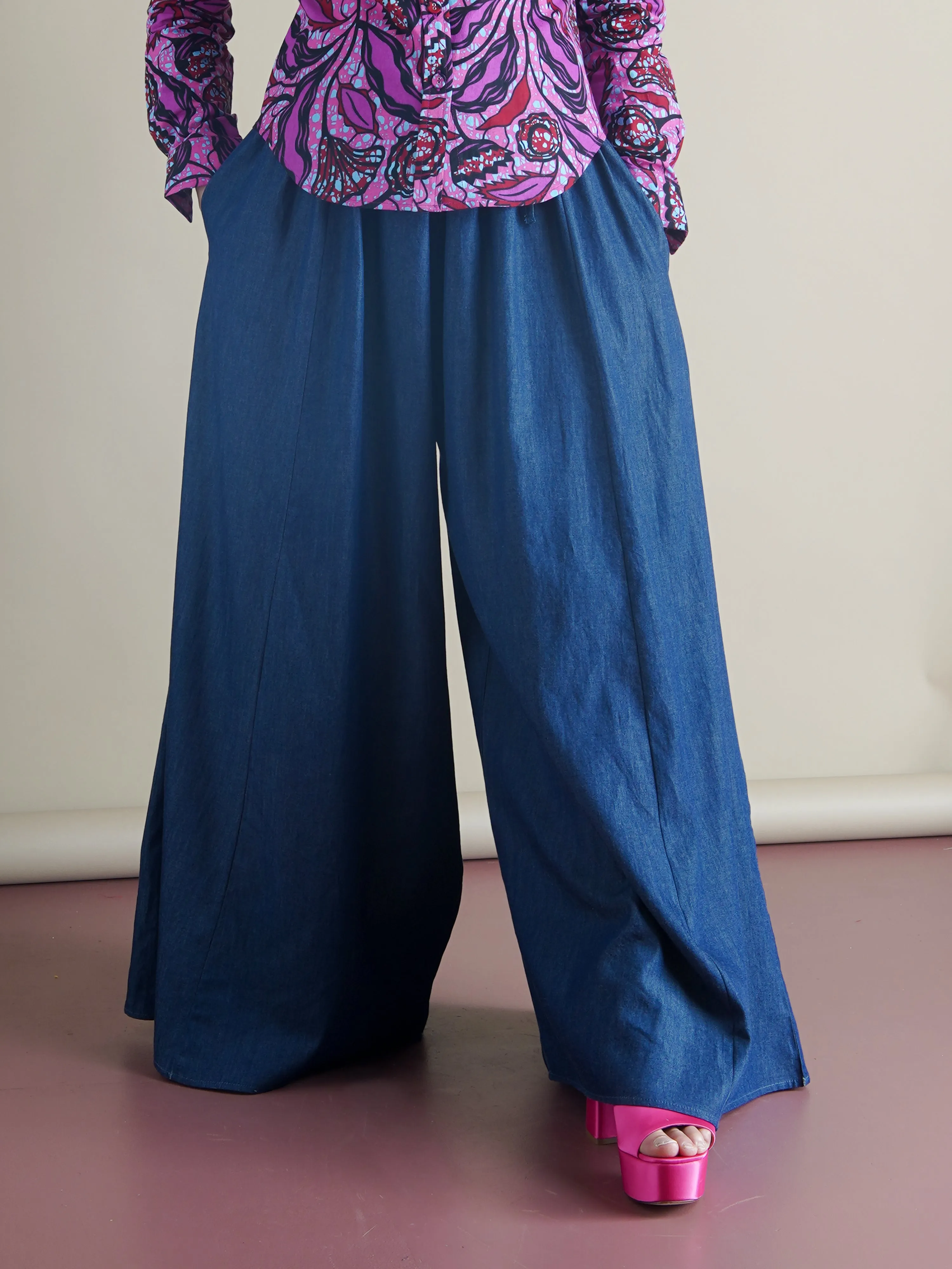 The Ayo Pants – Wide-Leg Cotton Denim Palazzo sold by Kemi Telford product image thumbnail 4