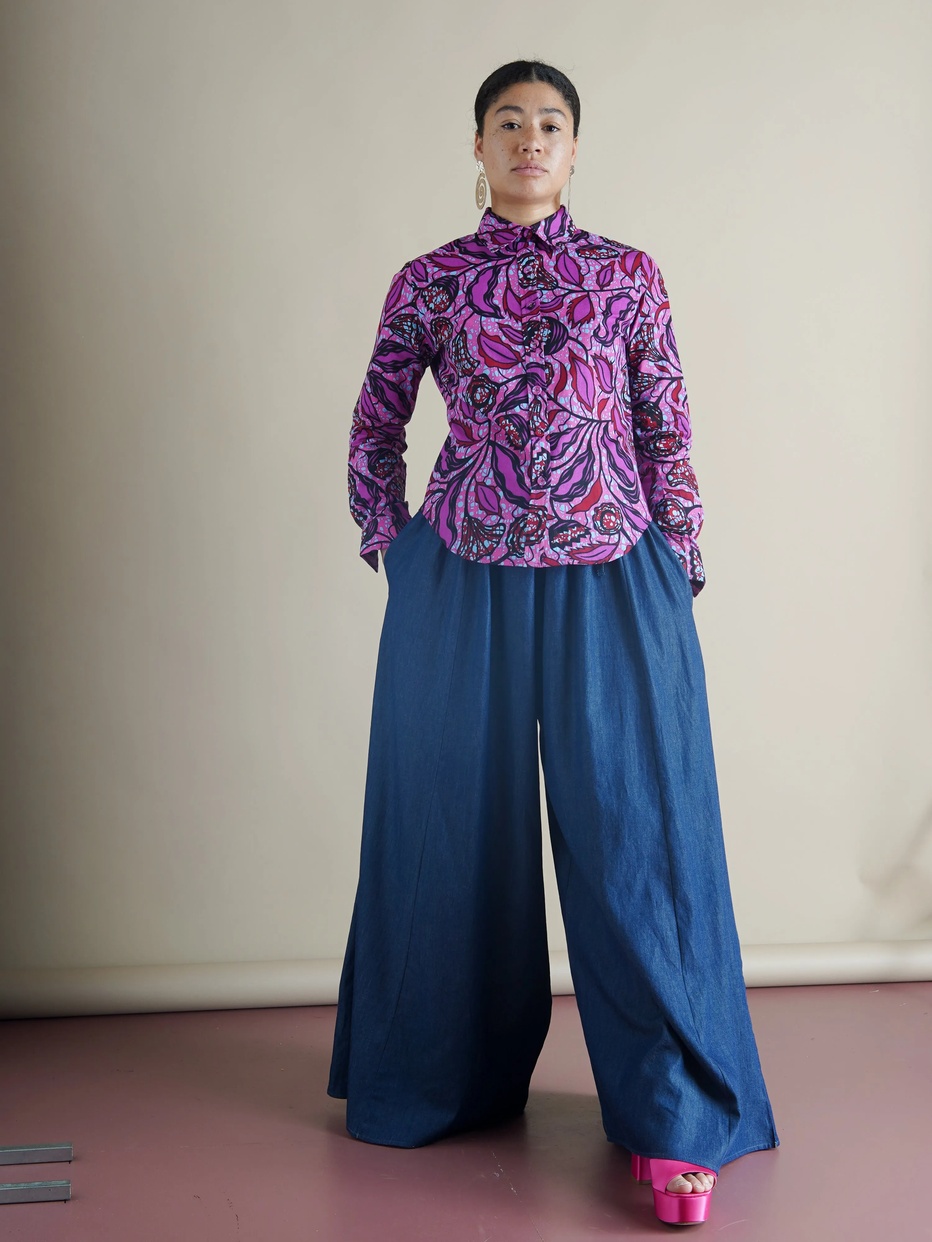 The Ayo Pants – Wide-Leg Cotton Denim Palazzo sold by Kemi Telford product image thumbnail 2