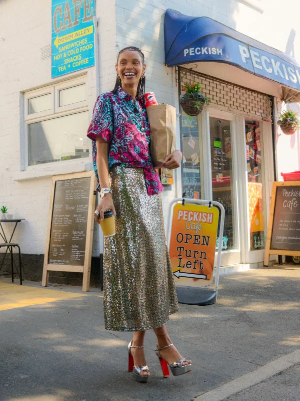 The Eshe Shirt – Magenta Blue Dutch Wax Print made by Kemi Telford
