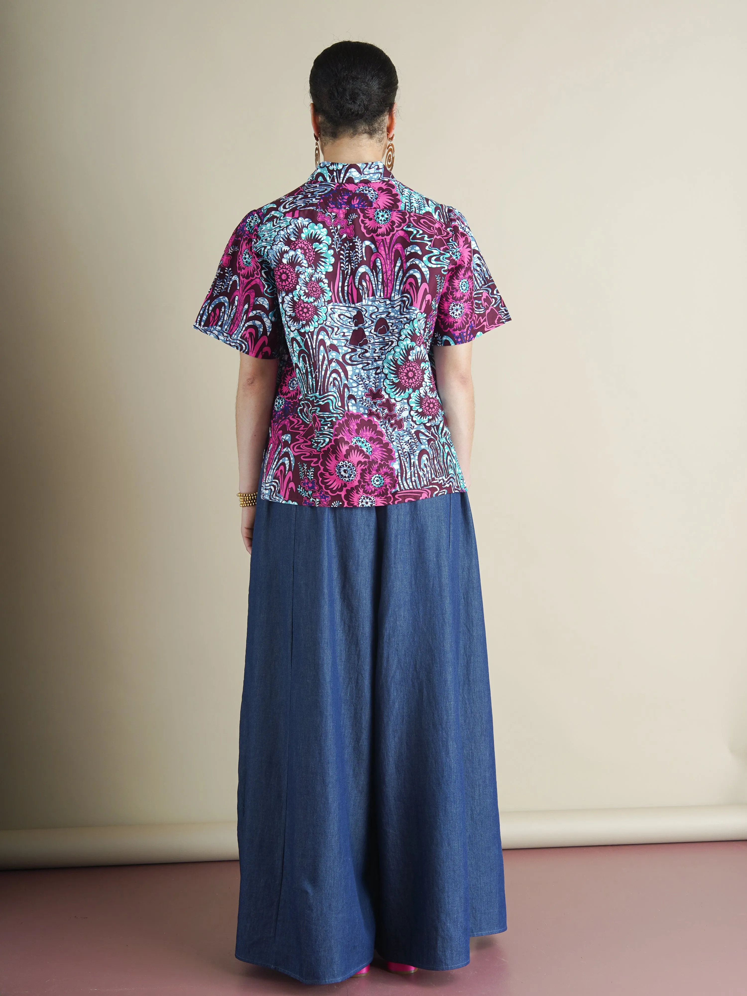 The Eshe Shirt – Magenta Blue Dutch Wax Print sold by Kemi Telford product image thumbnail 4