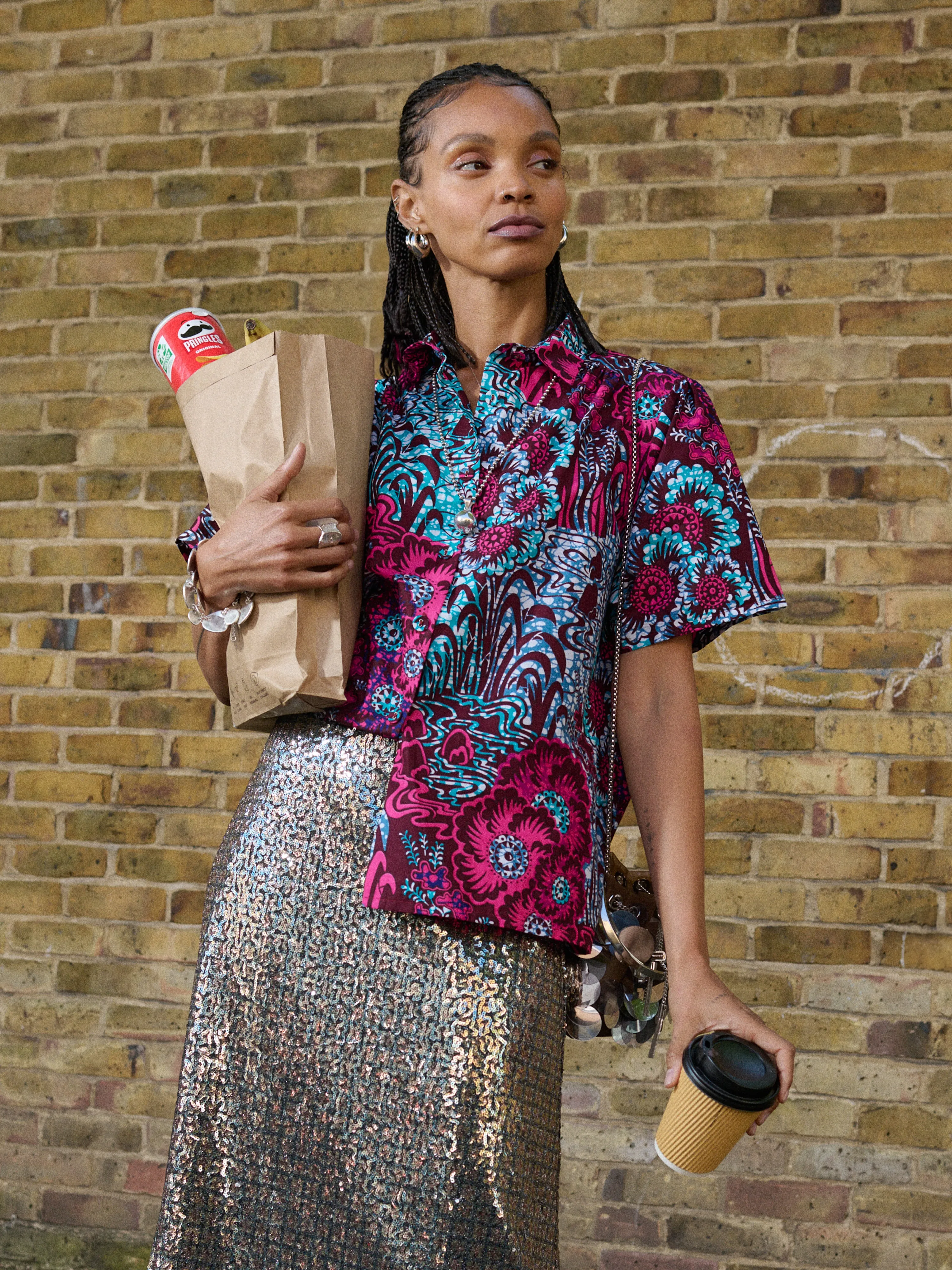 The Eshe Shirt – Magenta Blue Dutch Wax Print sold by Kemi Telford product image thumbnail 2