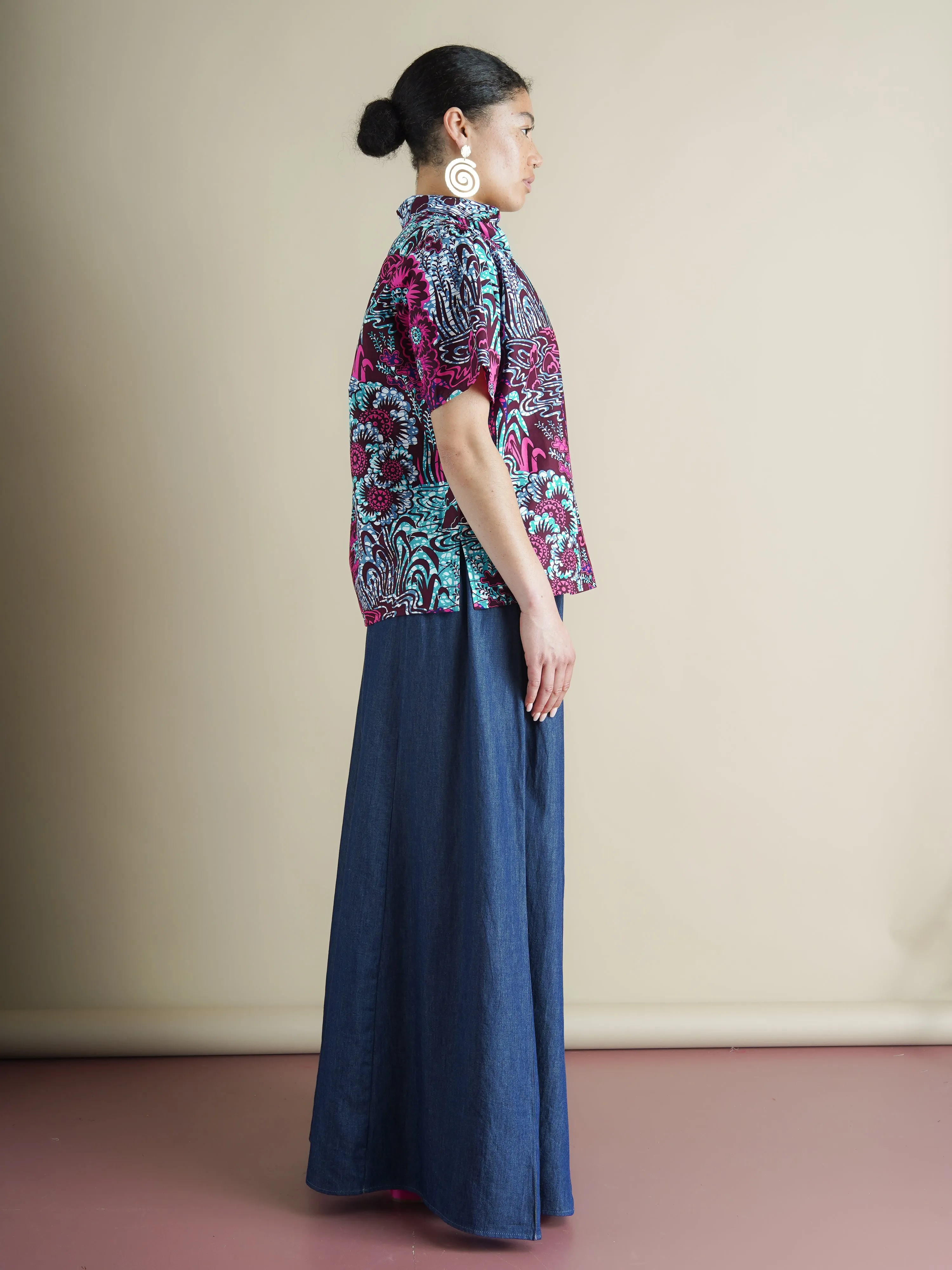 The Eshe Shirt – Magenta Blue Dutch Wax Print sold by Kemi Telford product image thumbnail 5