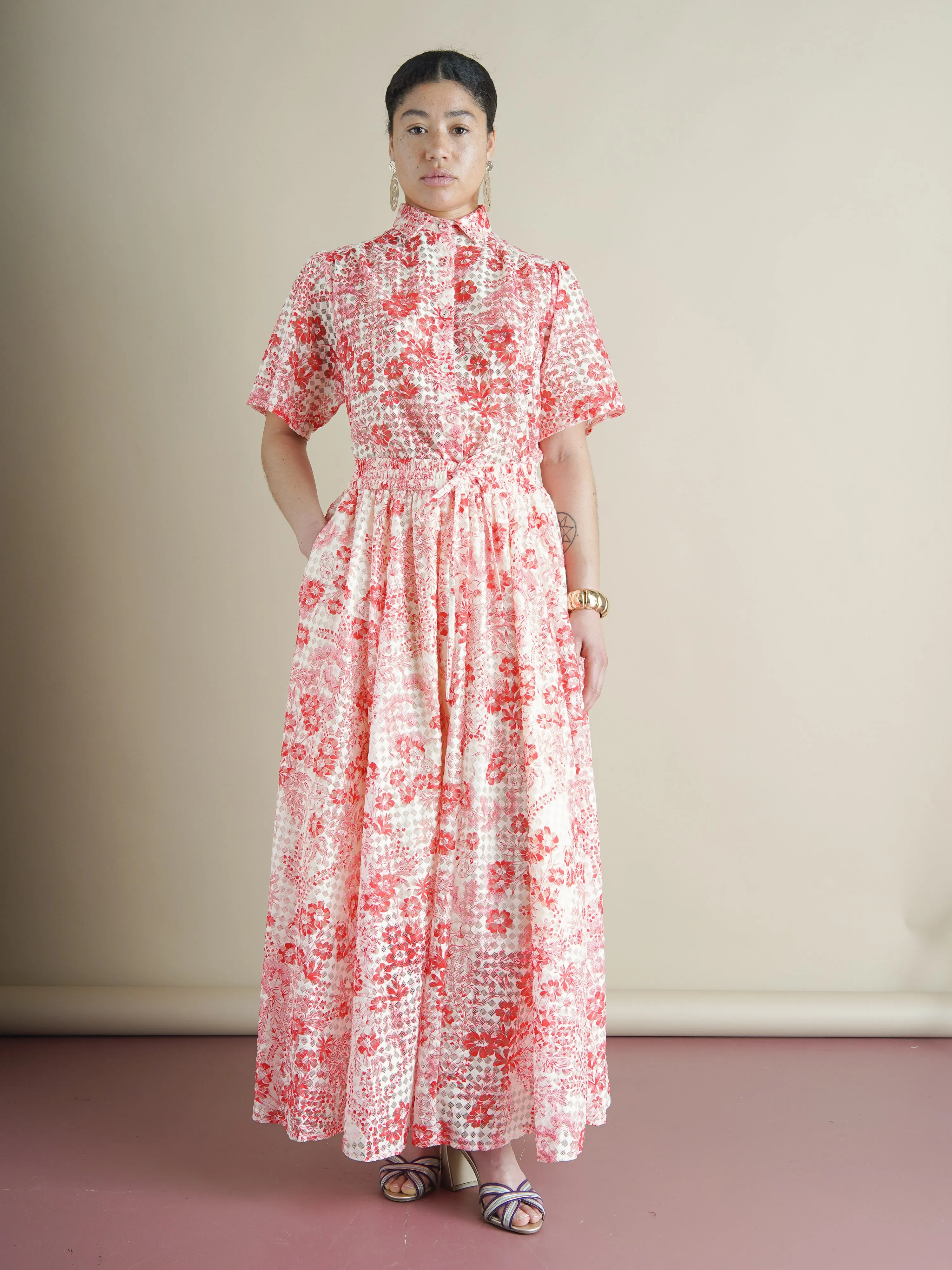 The Eshe Lace Shirt – Red Pink Floral sold by Kemi Telford product image thumbnail 2