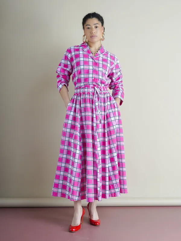 Sutton Pink 8 Panel Midi Drawstring Skirt sold by Kemi Telford