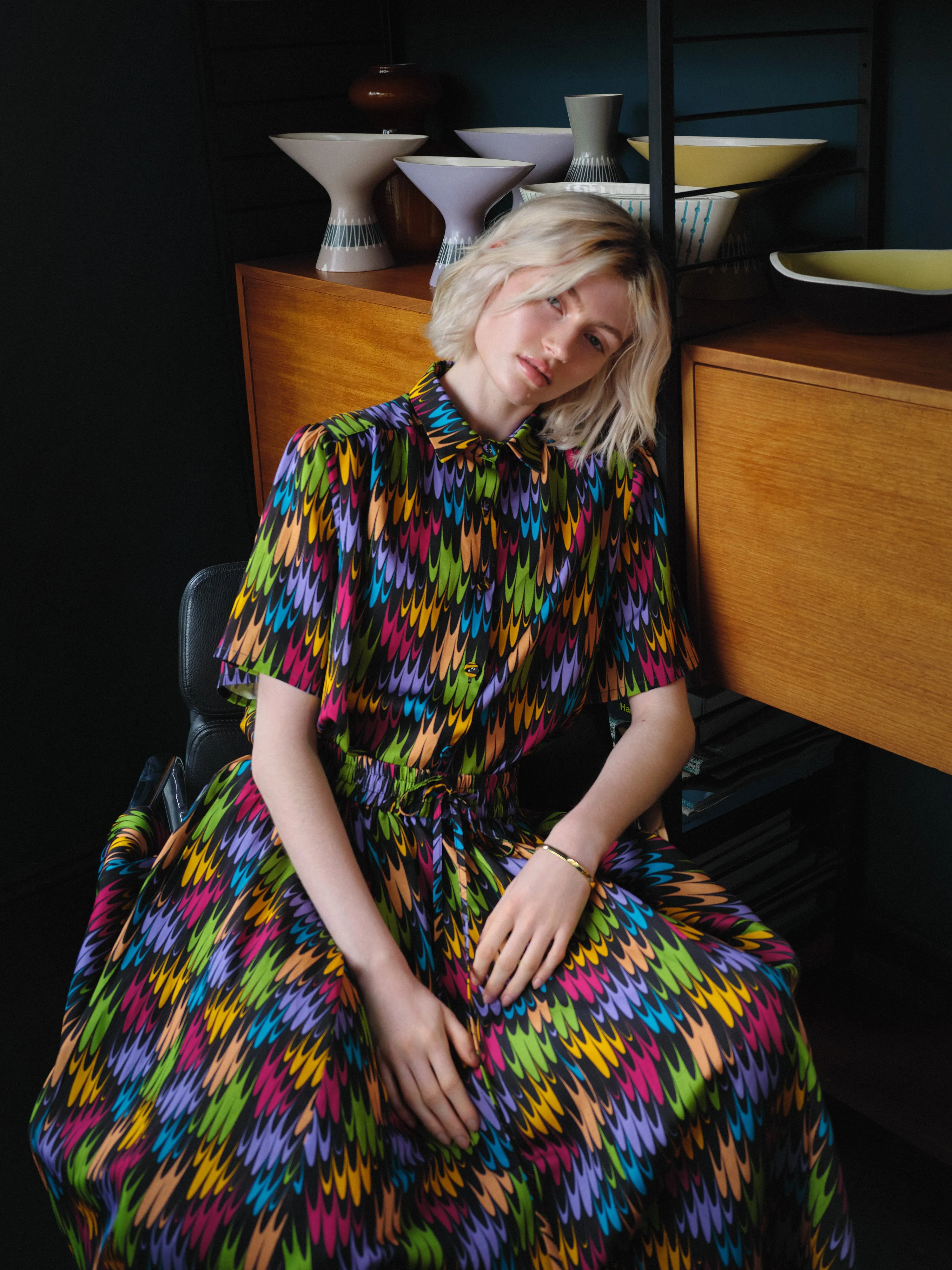 Muse Shirt Multicolour Flame Print in Rayon-Linen Blend sold by Kemi Telford product image thumbnail 4