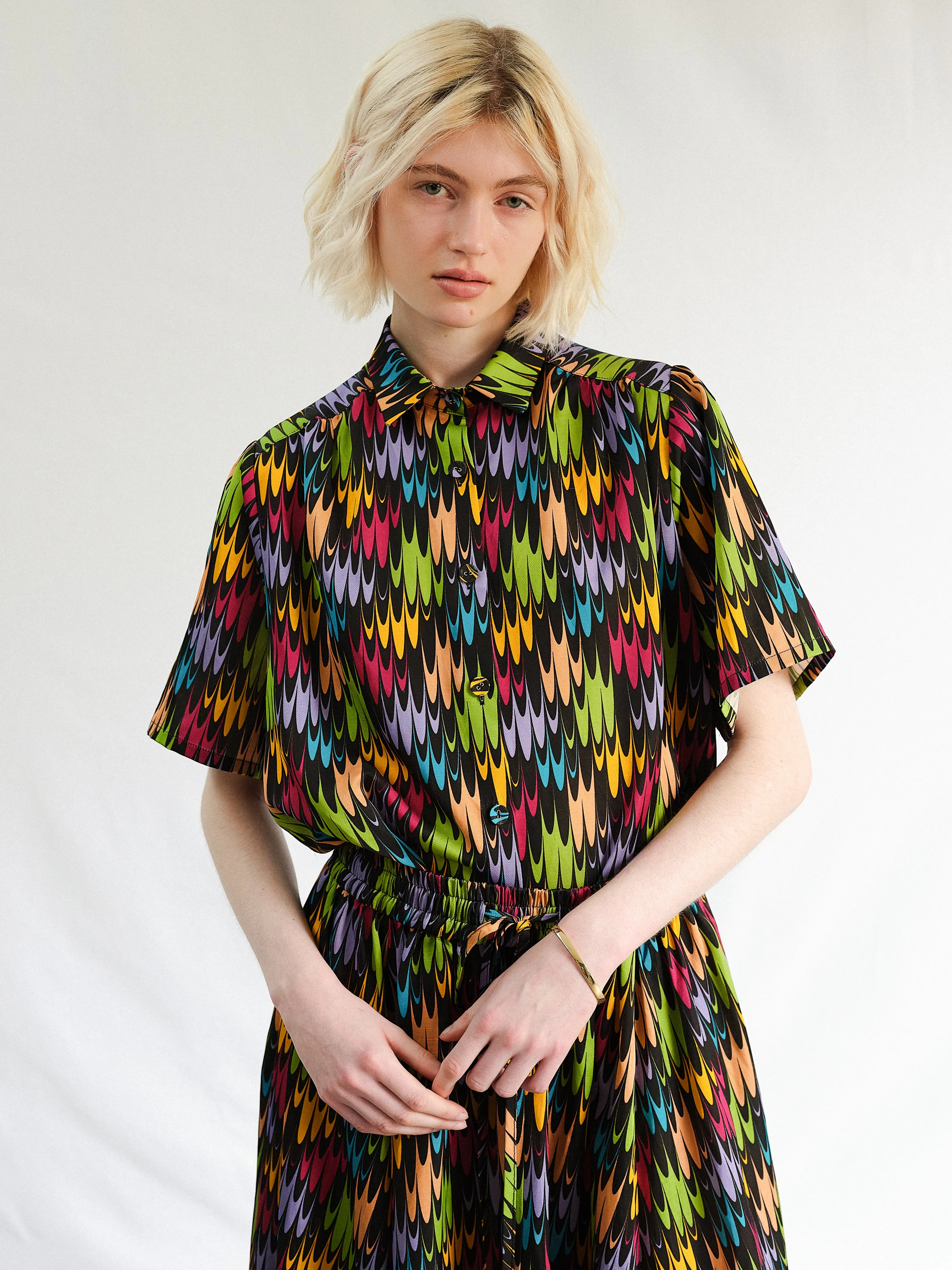 Muse Shirt Multicolour Flame Print in Rayon-Linen Blend sold by Kemi Telford product image thumbnail 5
