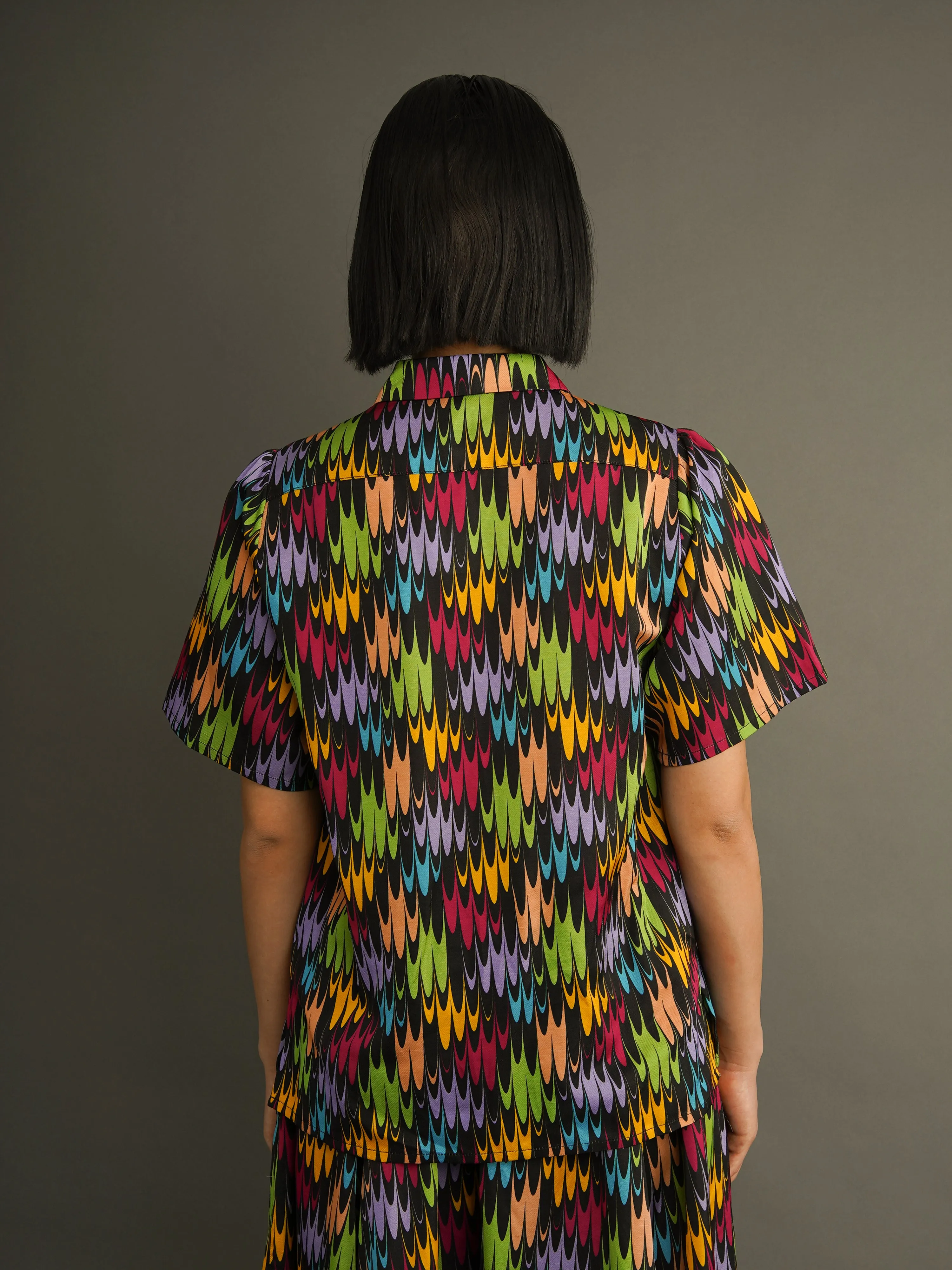 Muse Shirt Multicolour Flame Print in Rayon-Linen Blend sold by Kemi Telford product image thumbnail 2