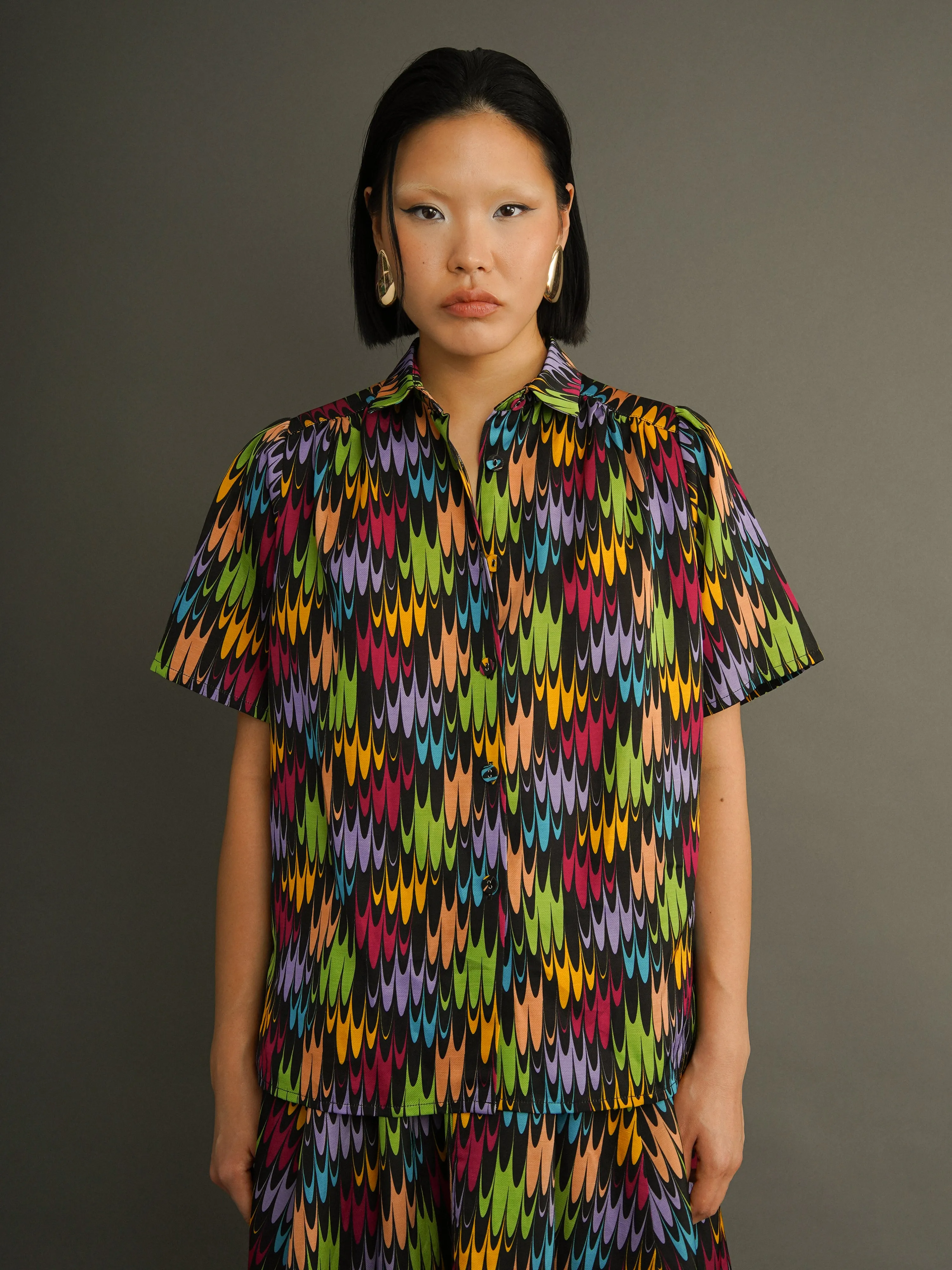Muse Shirt Multicolour Flame Print in Rayon-Linen Blend sold by Kemi Telford product image thumbnail 3