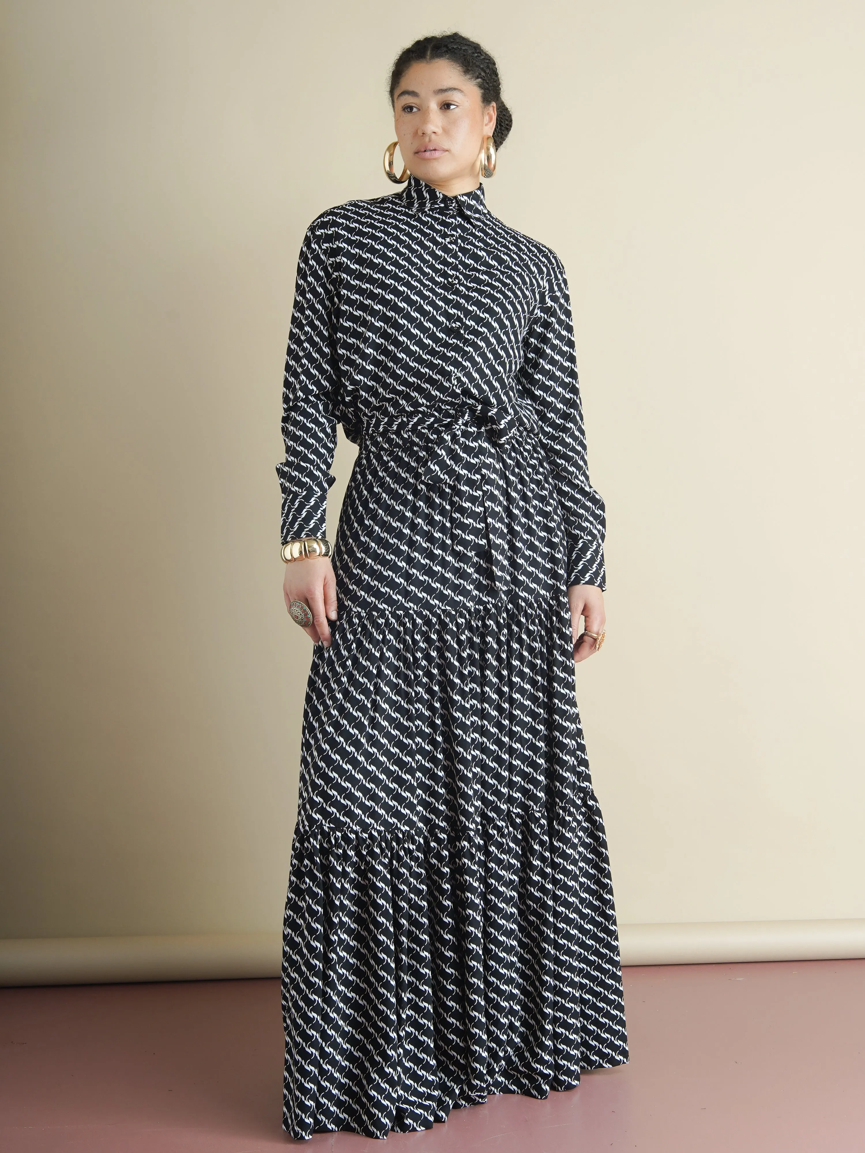 Memory Boy Shirt – Black & White Abstract Print in Viscose sold by Kemi Telford product image thumbnail 4