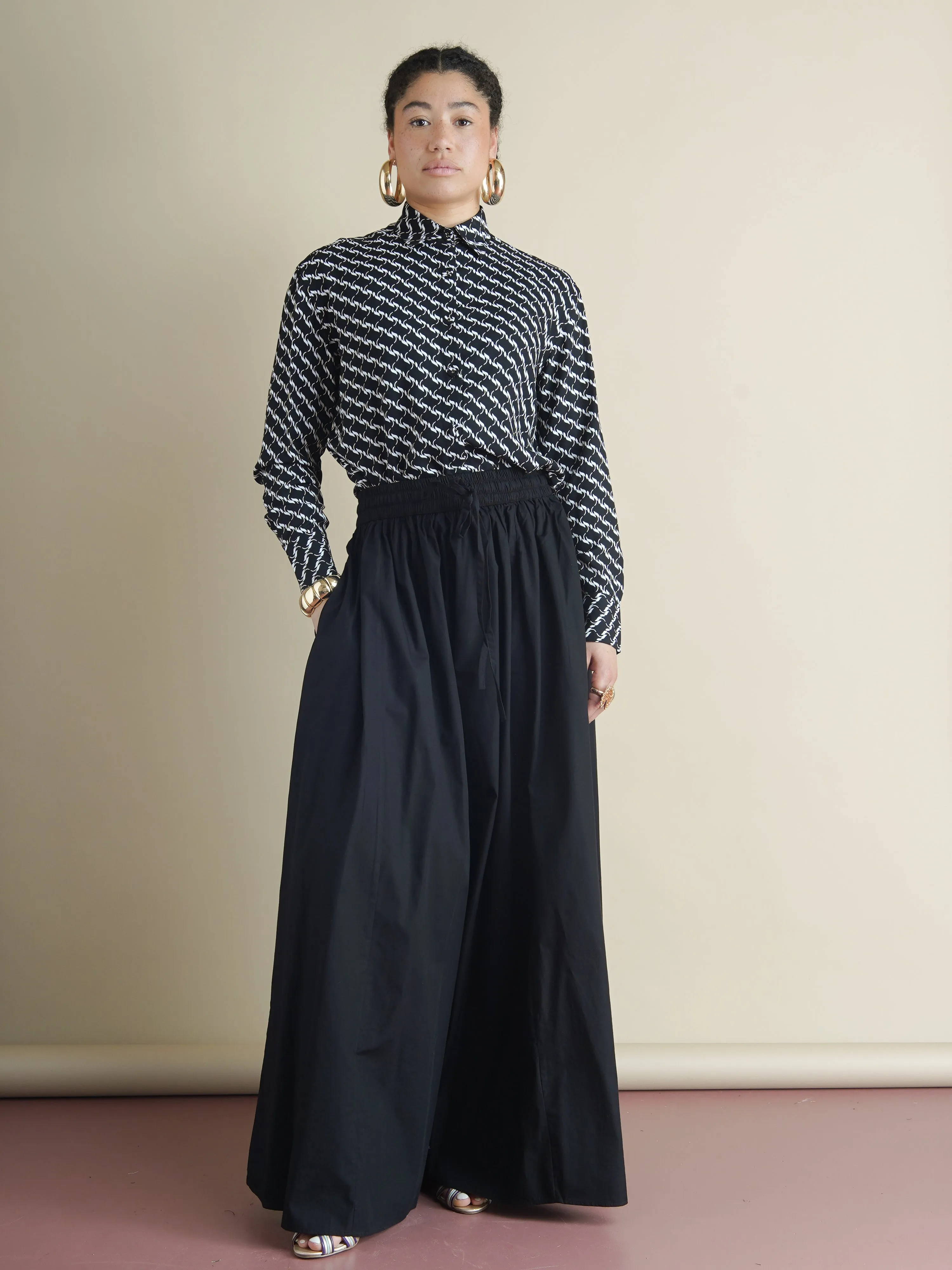 Memory Boy Shirt – Black & White Abstract Print in Viscose sold by Kemi Telford product image thumbnail 3