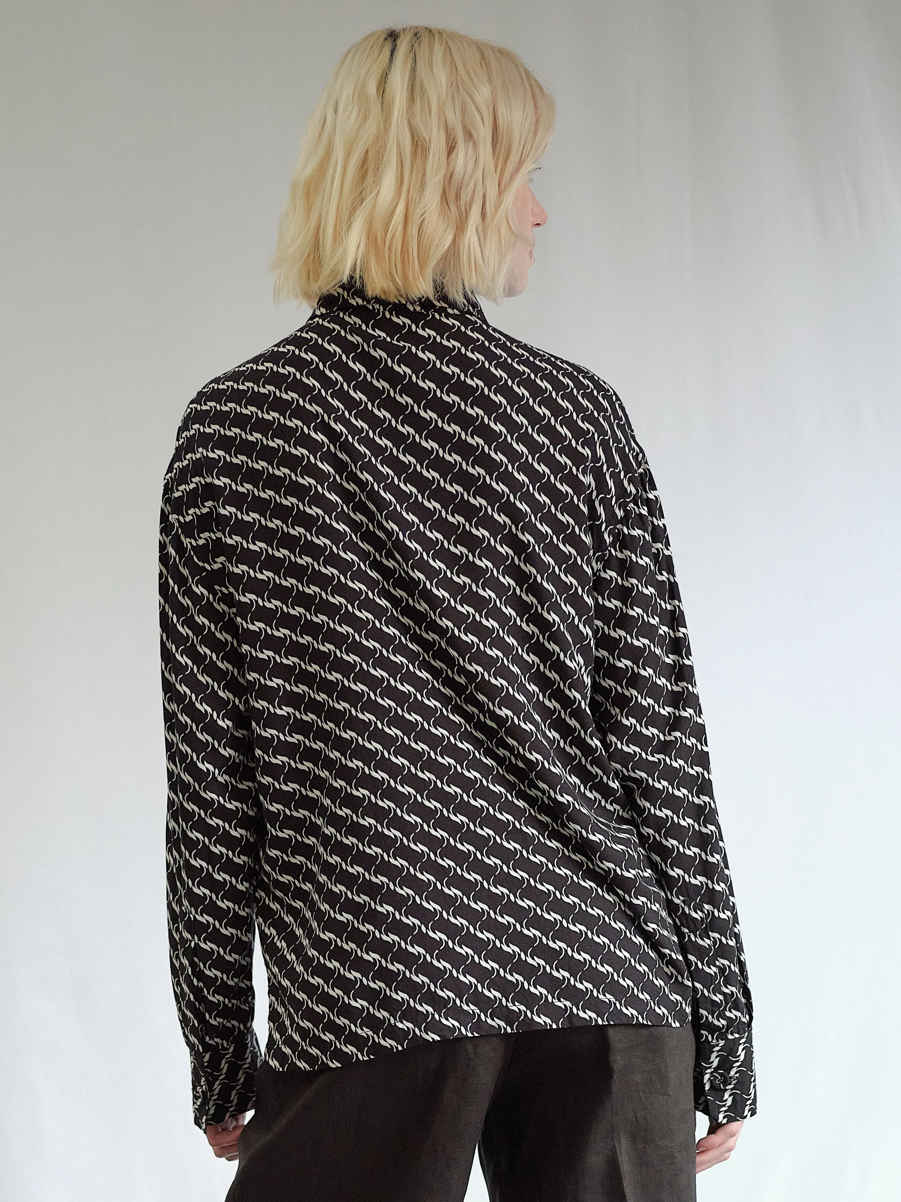 Memory Boy Shirt – Black & White Abstract Print in Viscose sold by Kemi Telford product image thumbnail 2