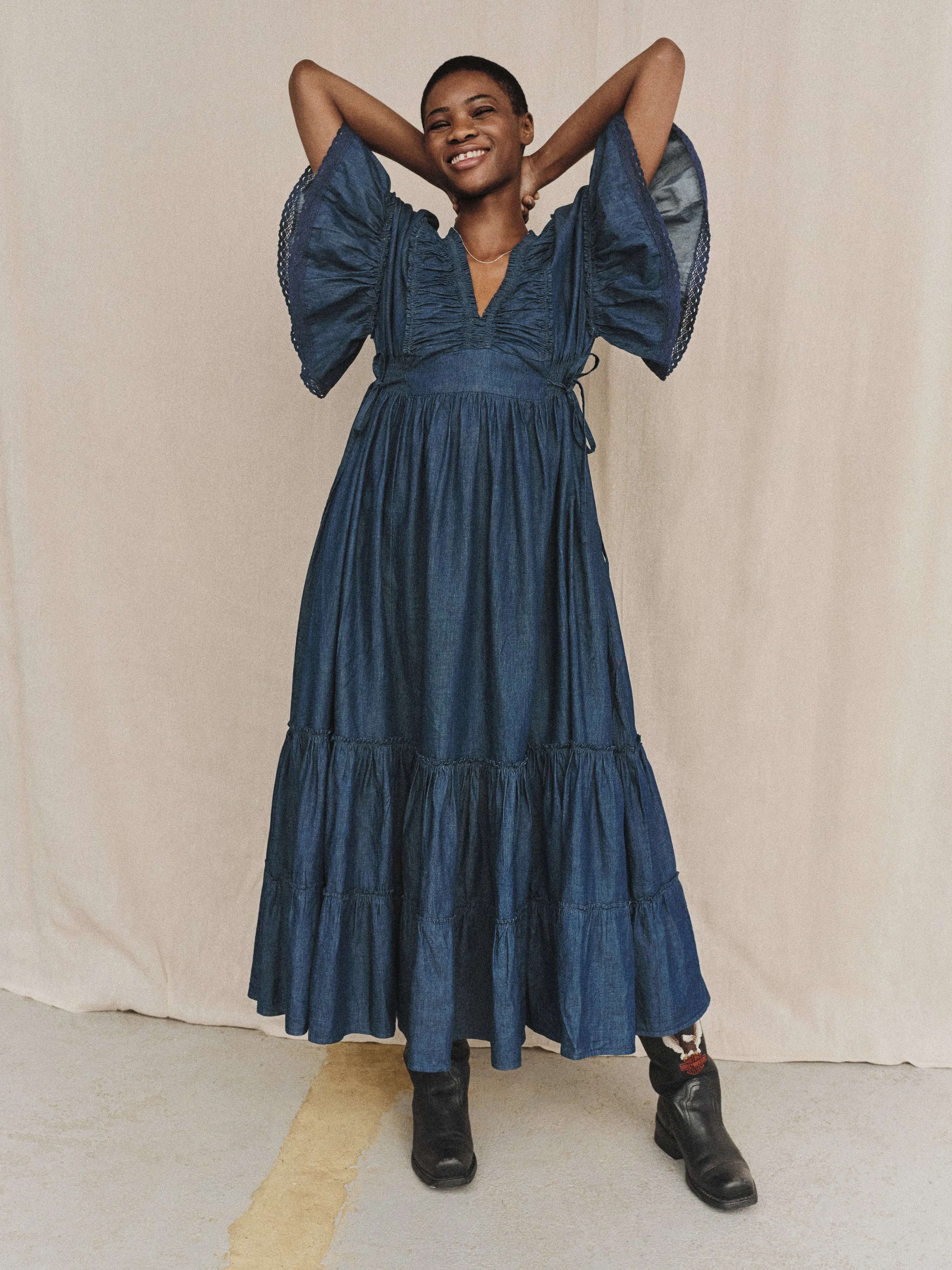 Shelby Denim Maxi Dress – Effortless, Feminine, Timeless sold by Kemi Telford