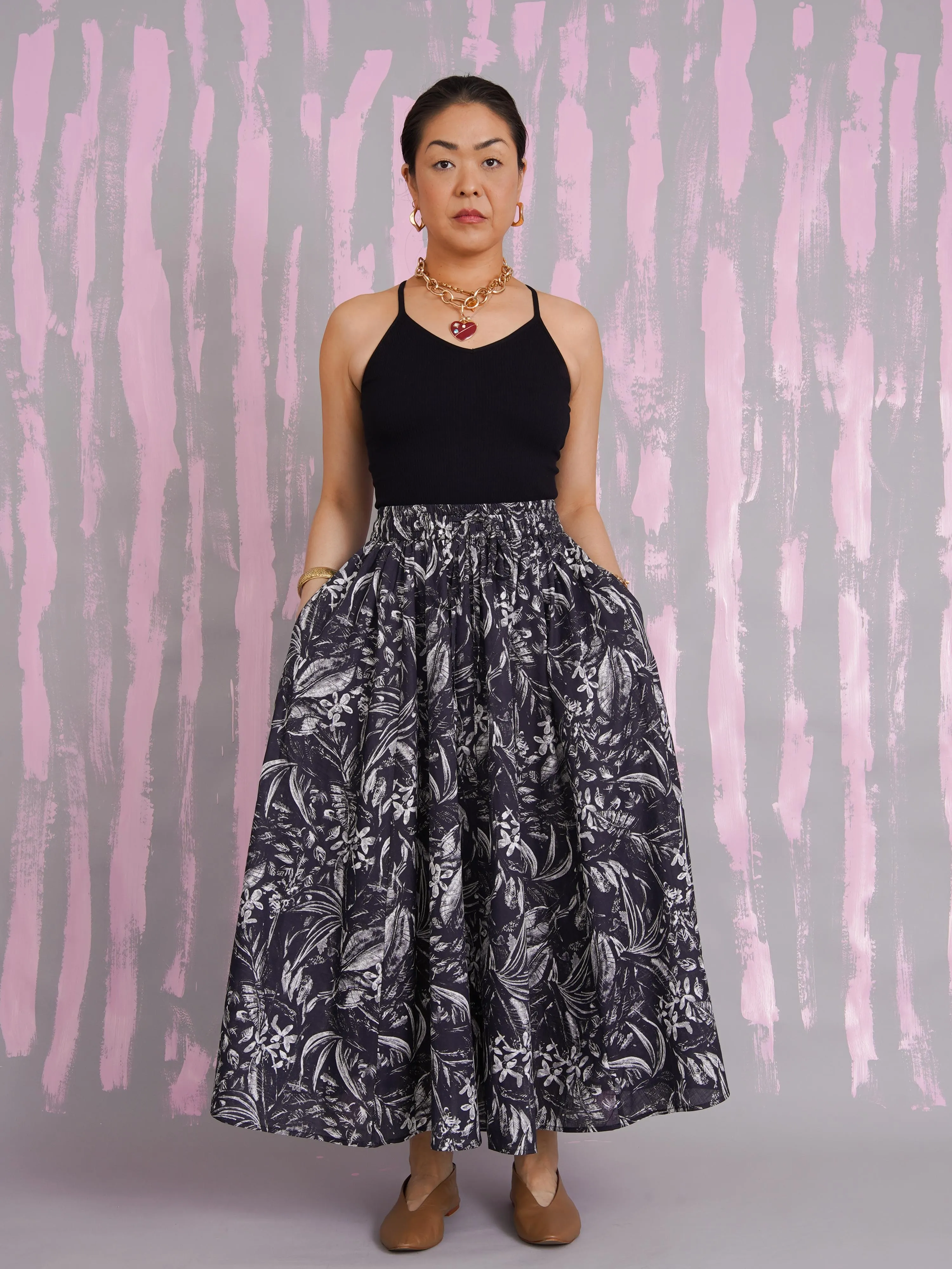 Omolola Bold Cotton Midi Drawstring Skirt sold by Kemi Telford