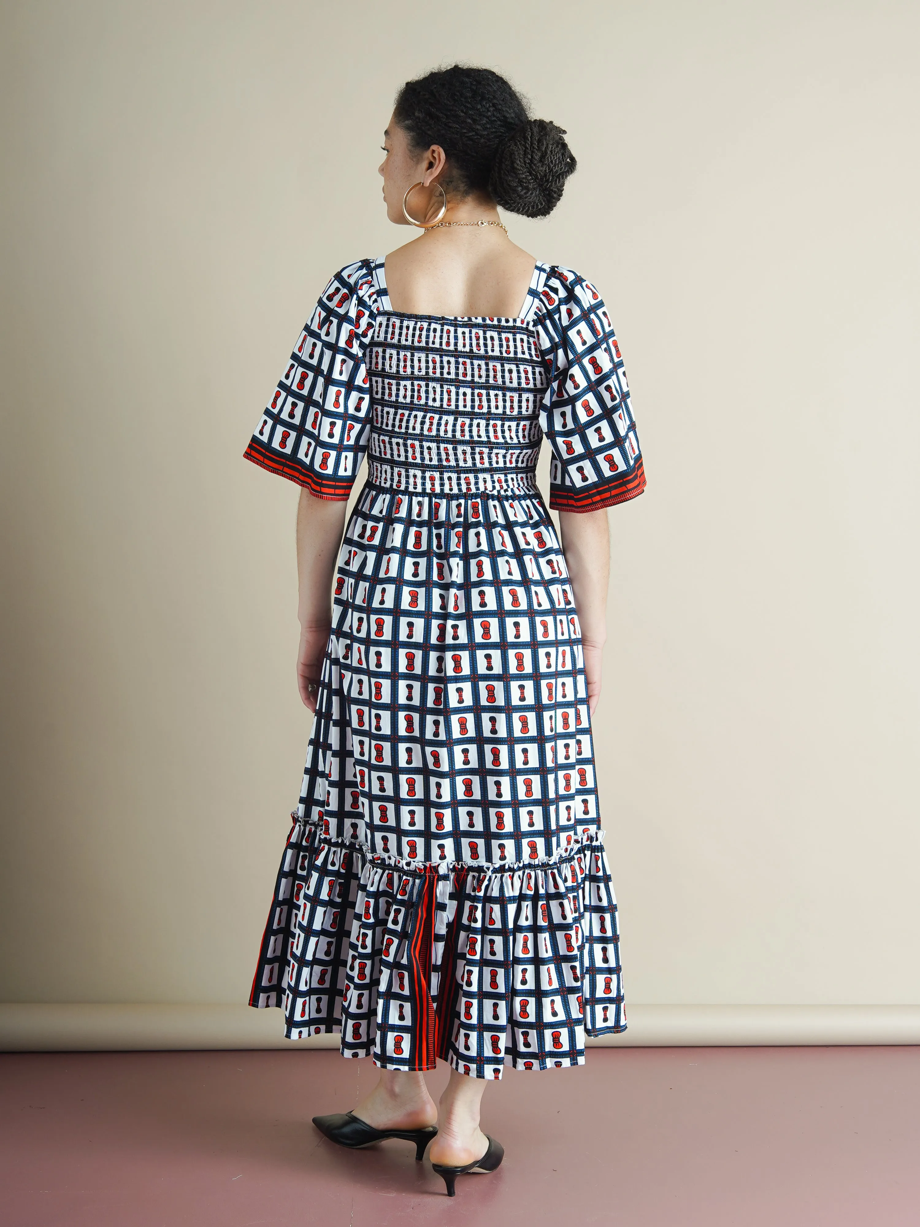 Grace Smocked Dress - Bold Wax Print Cotton Midi sold by Kemi Telford product image thumbnail 3