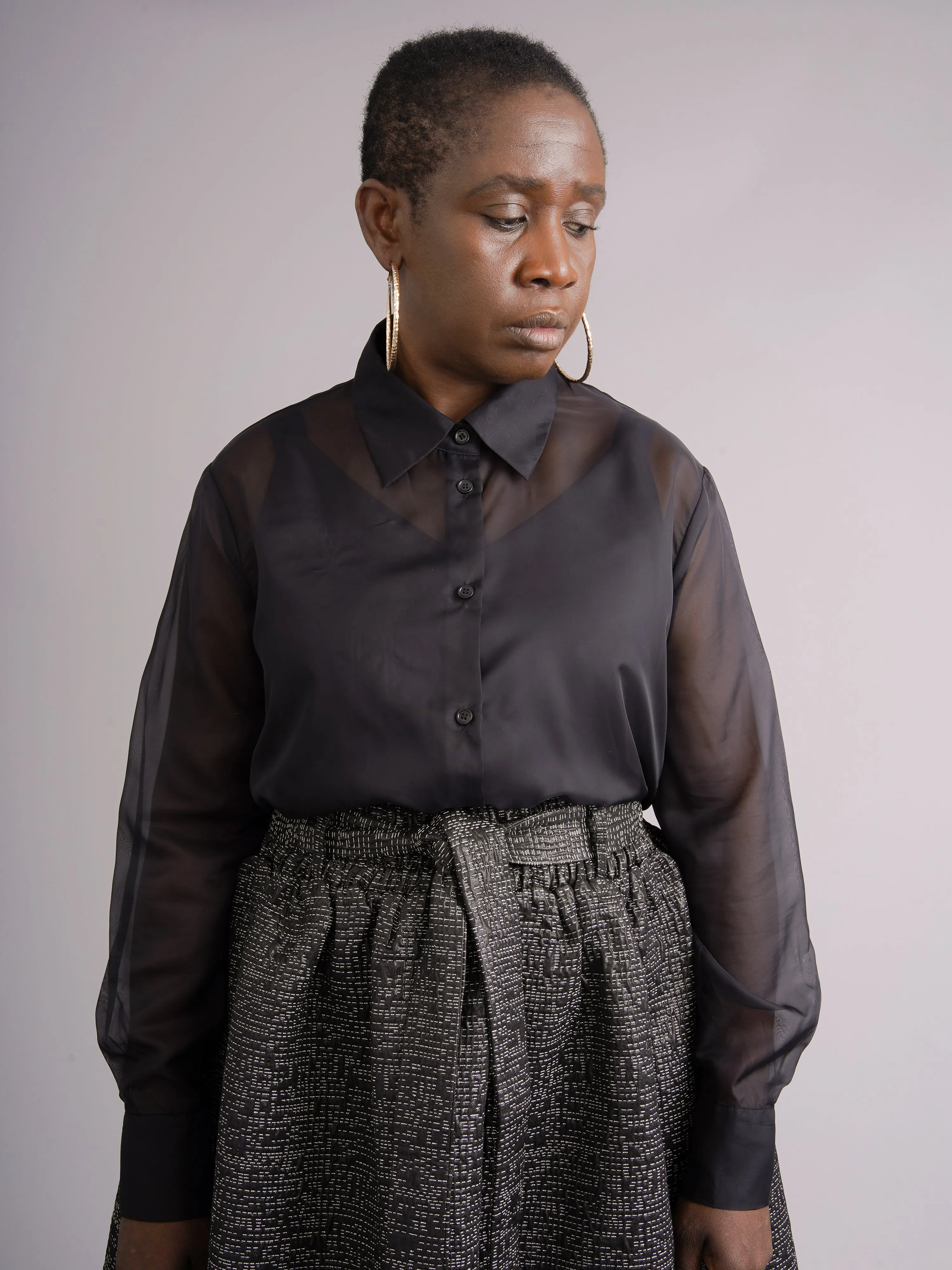 Oluwa Sheer Shirt – Black Chiffon sold by Kemi Telford product image thumbnail 3