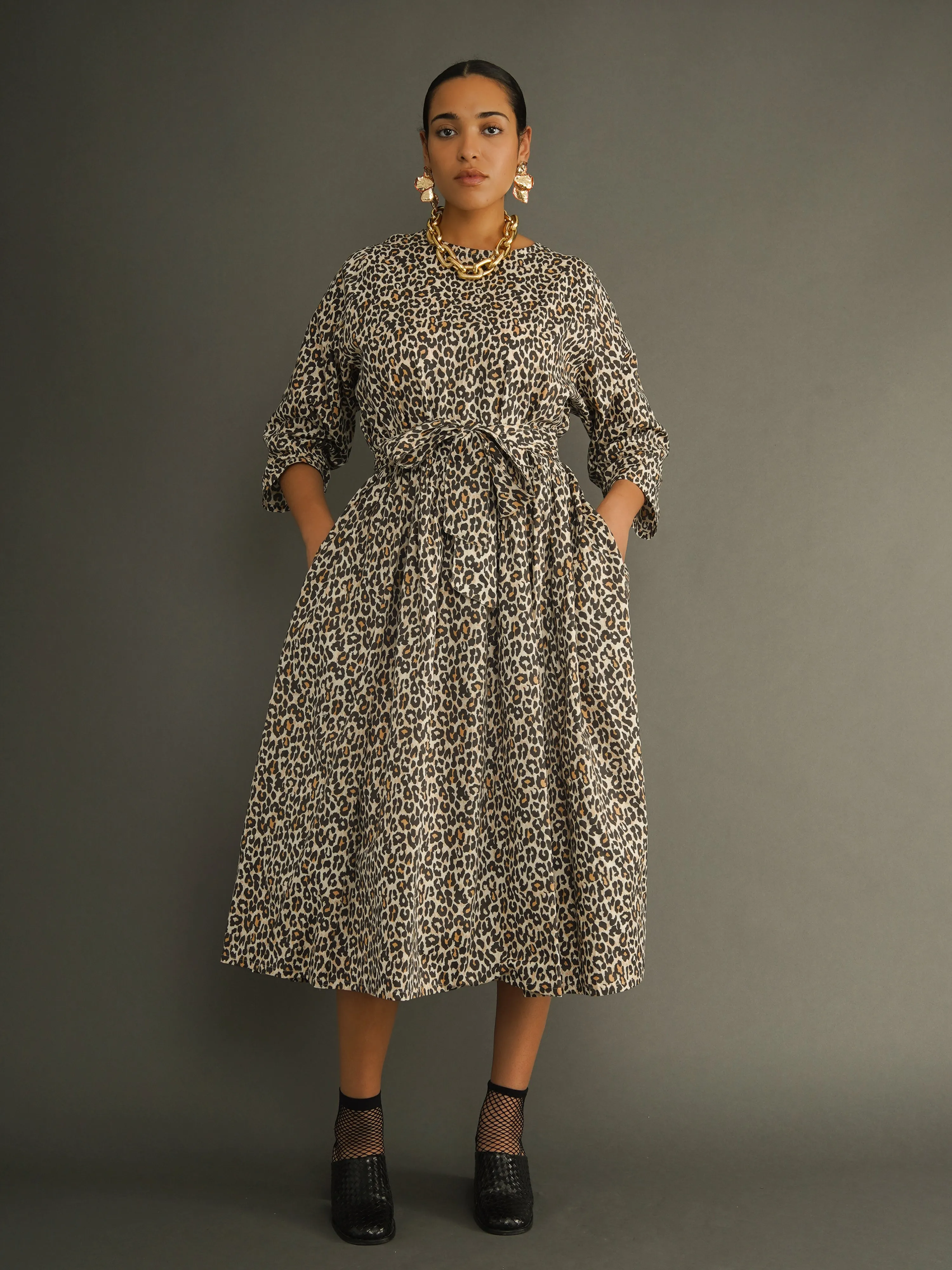 Aina Leopard Print Cotton Statement Dress sold by Kemi Telford product image thumbnail 2