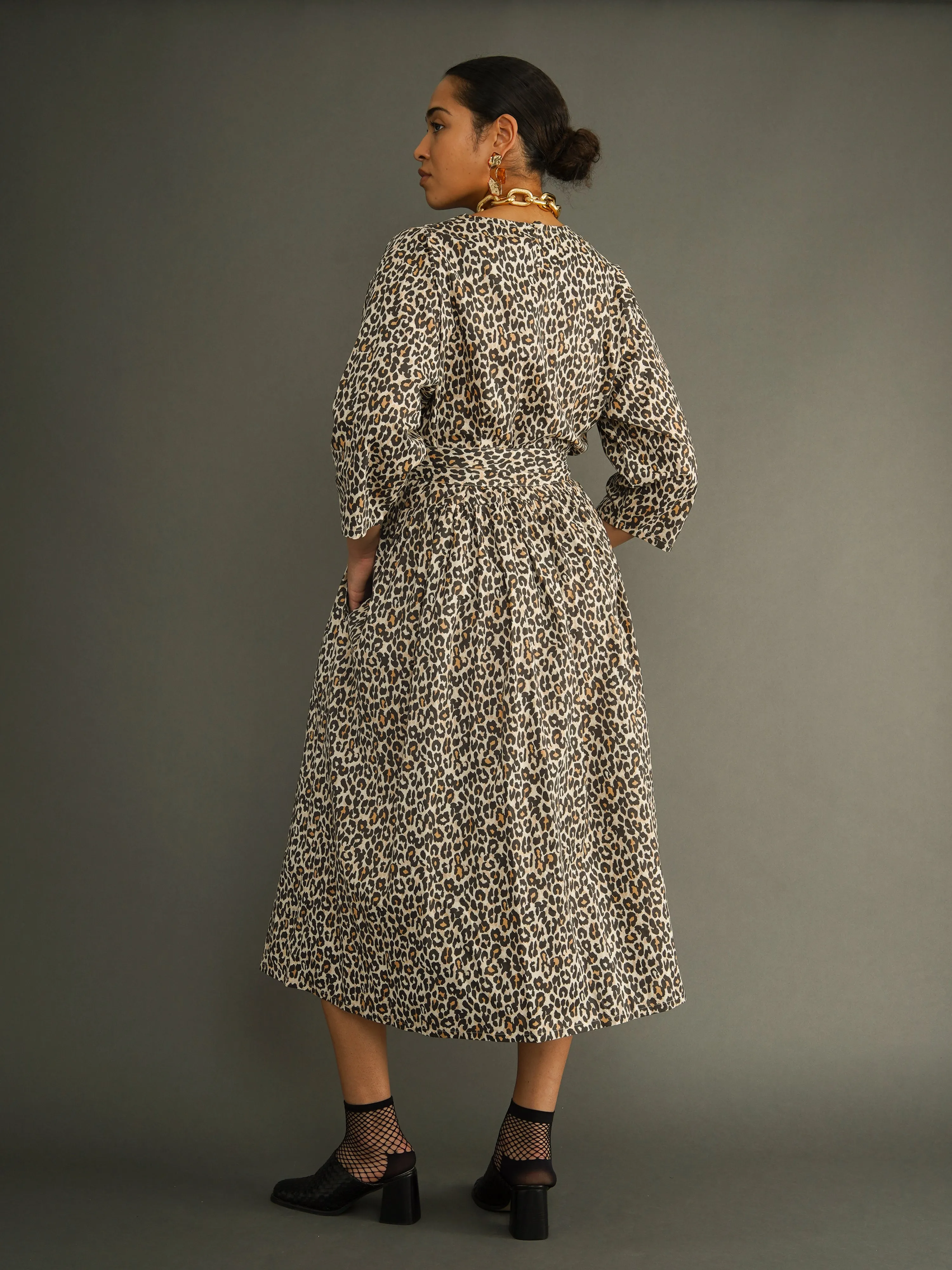 Aina Leopard Print Cotton Statement Dress sold by Kemi Telford product image thumbnail 4
