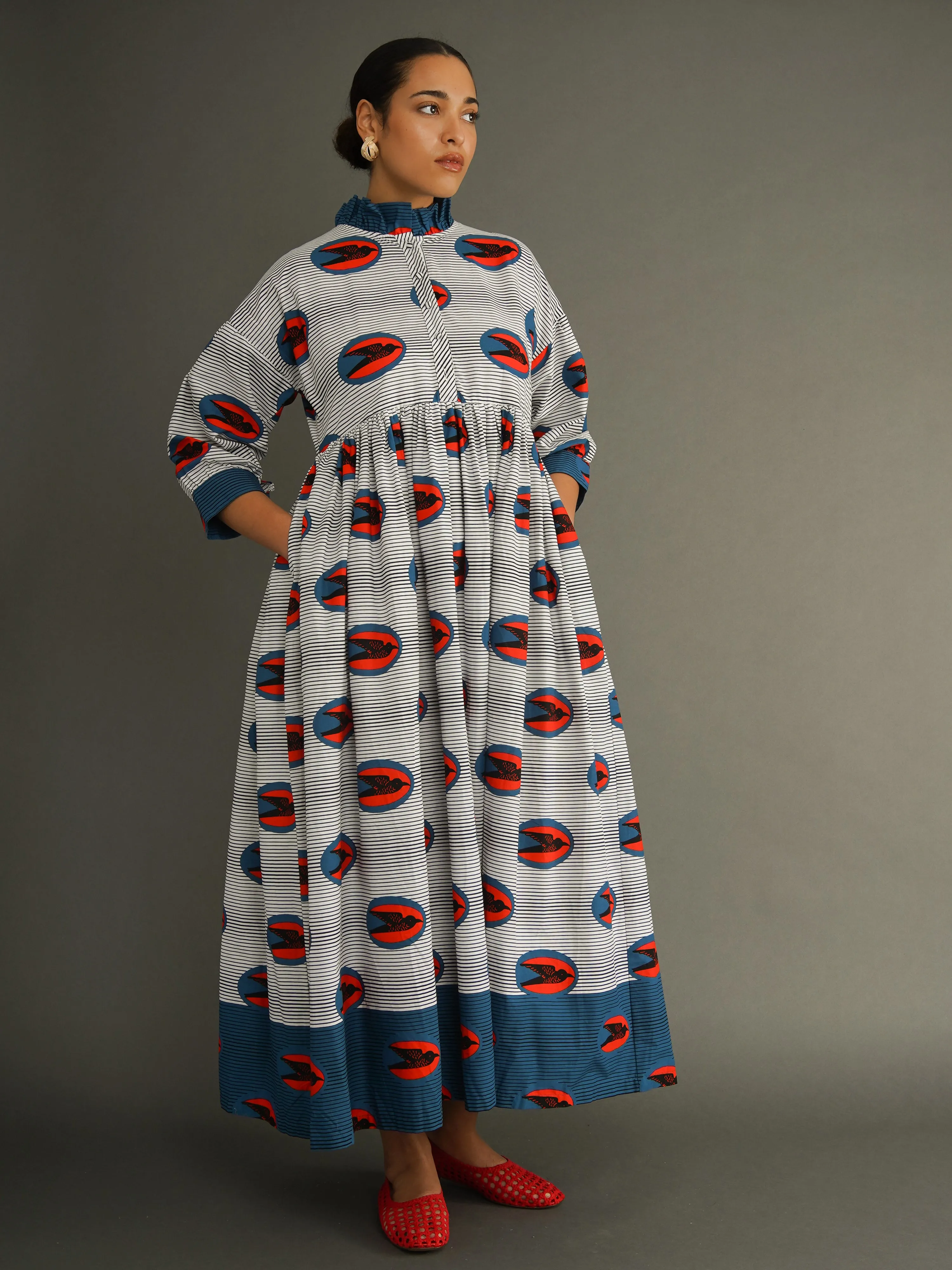 Speed Bird Maxi Dress in Dutch Wax Cotton sold by Kemi Telford product image thumbnail 5