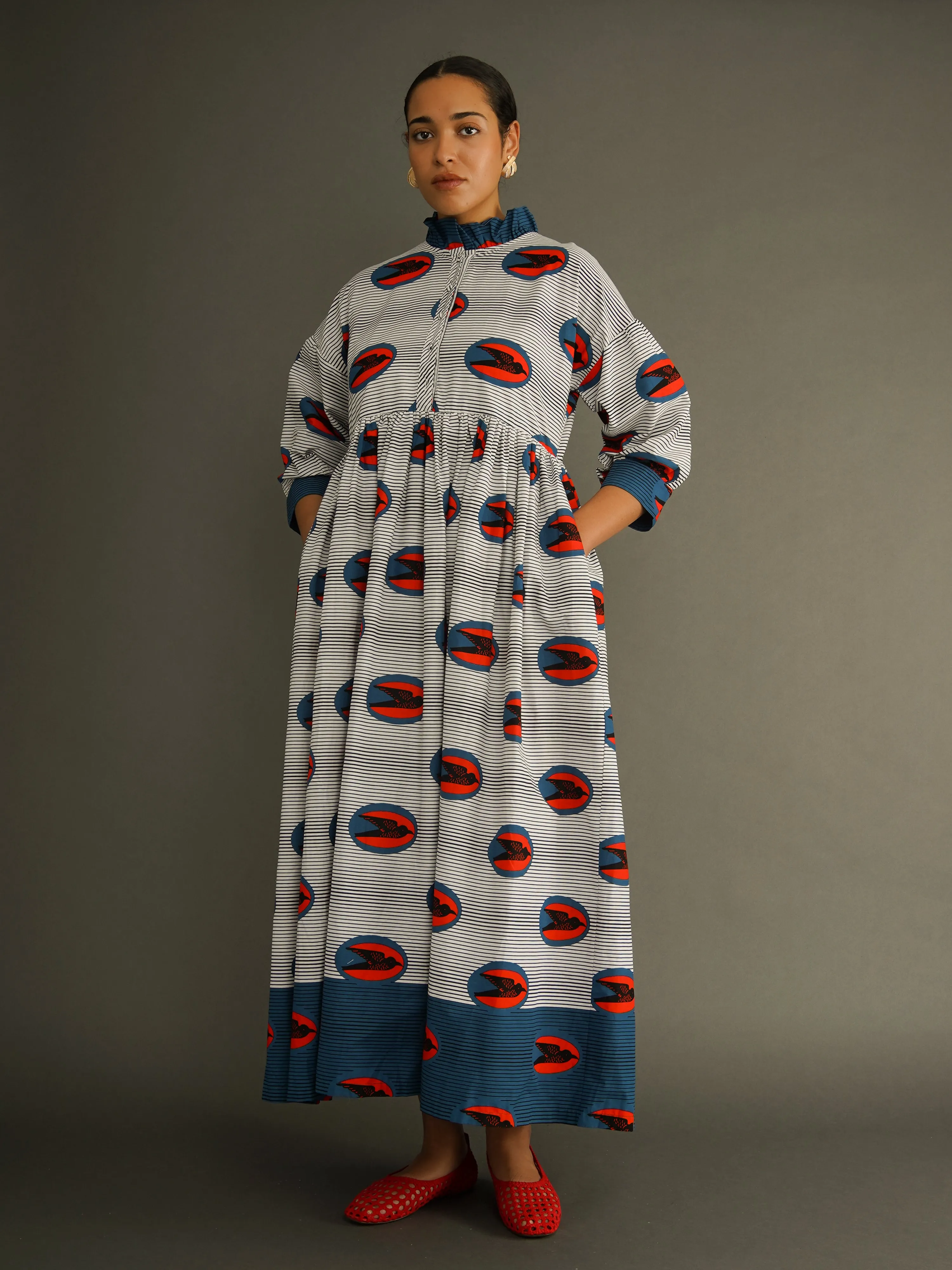 Speed Bird Maxi Dress in Dutch Wax Cotton sold by Kemi Telford product image thumbnail 4