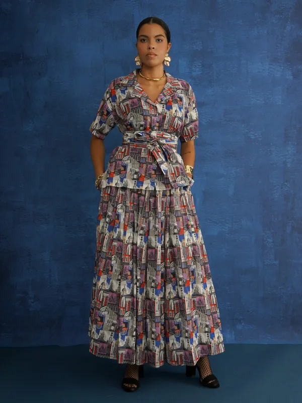 Lundun Toun Maxi Skirt – Gathered, Cotton, Bold Print made by Kemi Telford