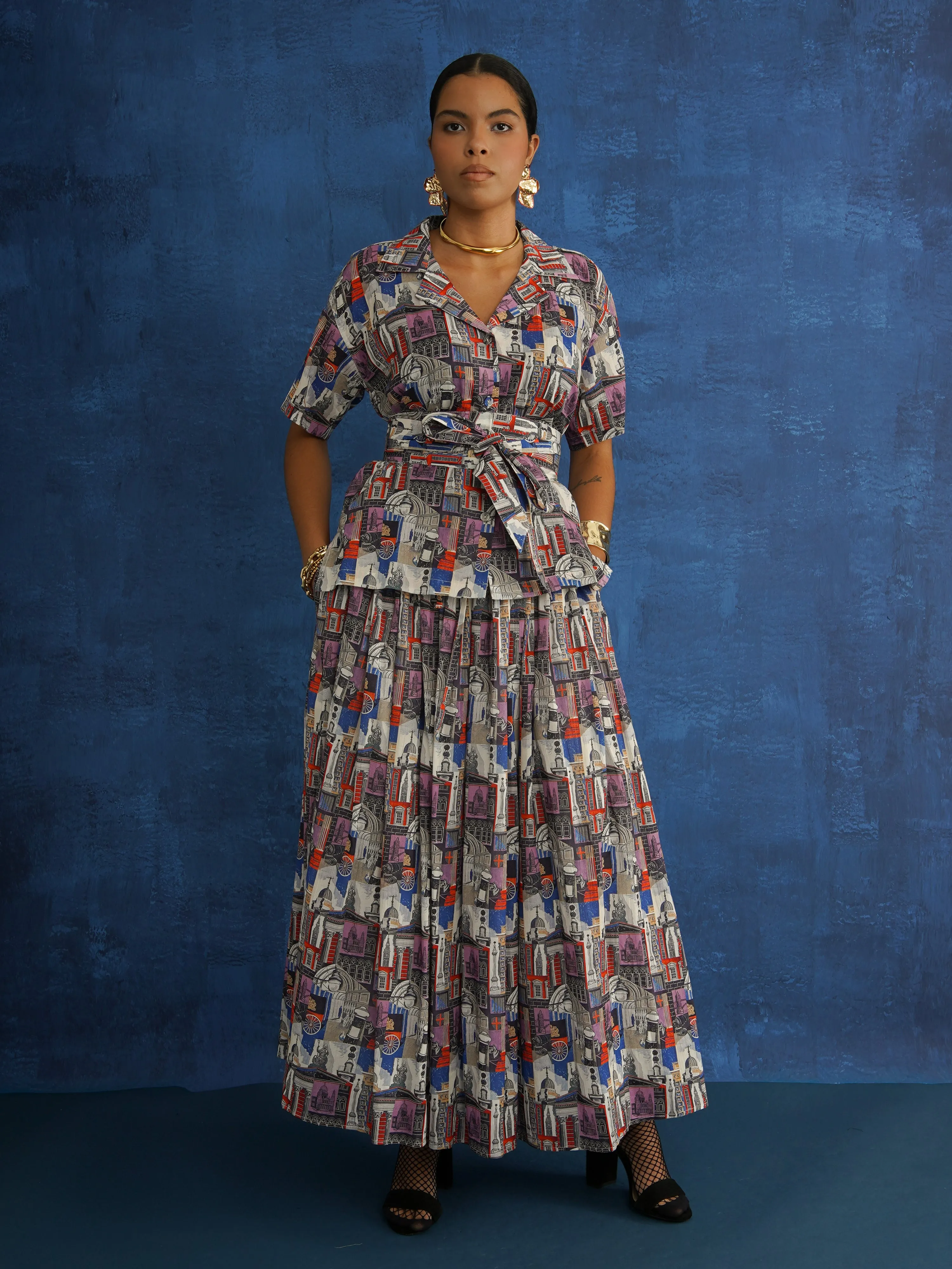 Lundun Toun Maxi Skirt – Gathered, Cotton, Bold Print sold by Kemi Telford