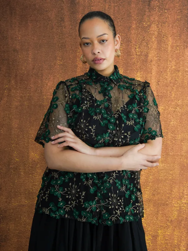 Jardin Embroidered Mesh Shirt made by Kemi Telford