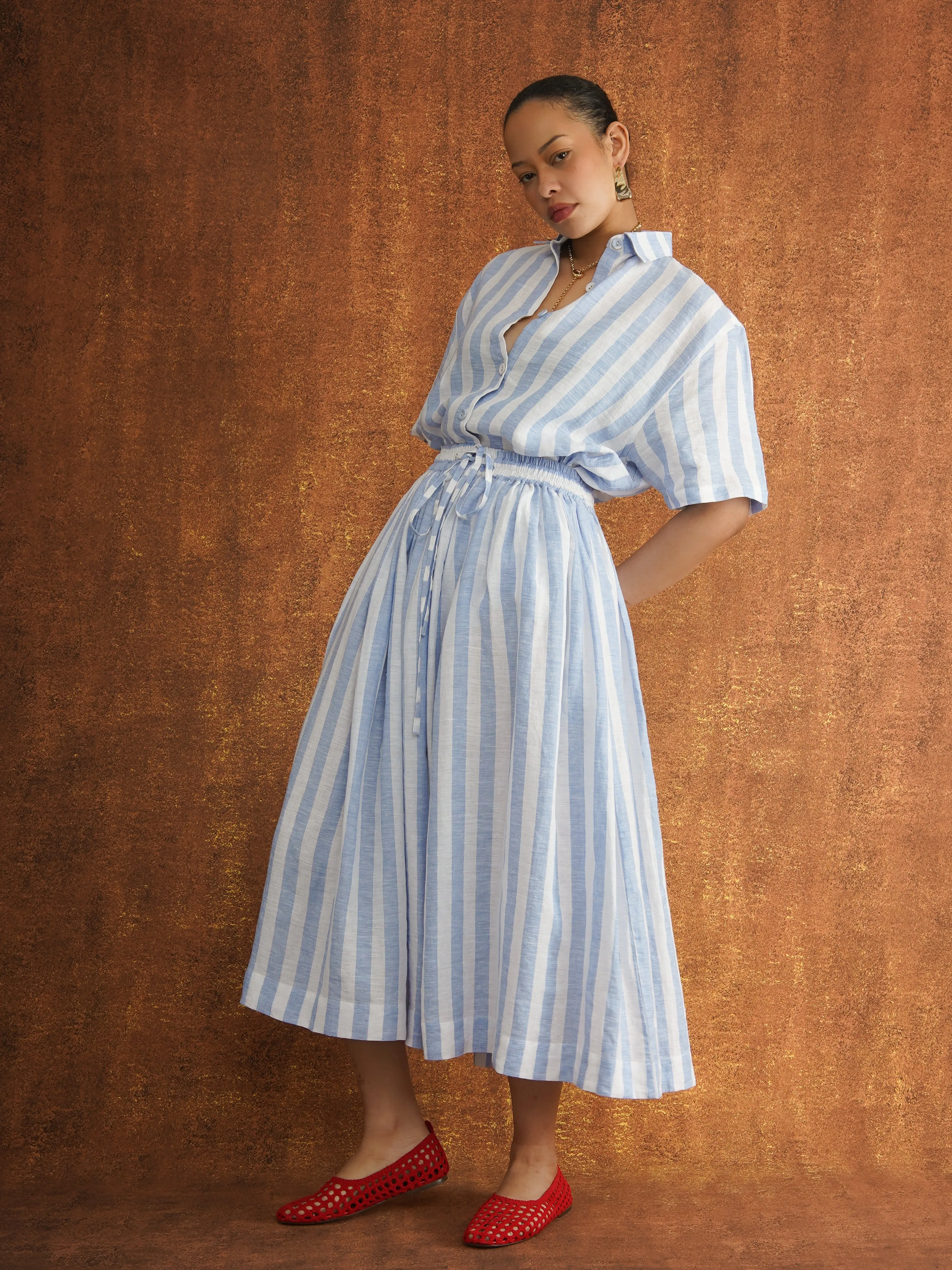 Portofino Stripe Linen Full Skirt sold by Kemi Telford product image thumbnail 4
