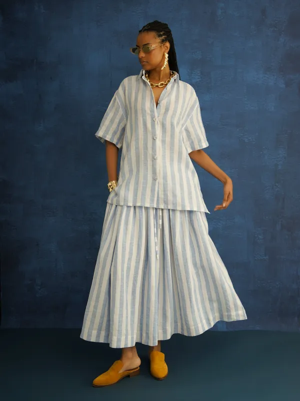 Portofino Stripe Linen Full Skirt made by Kemi Telford